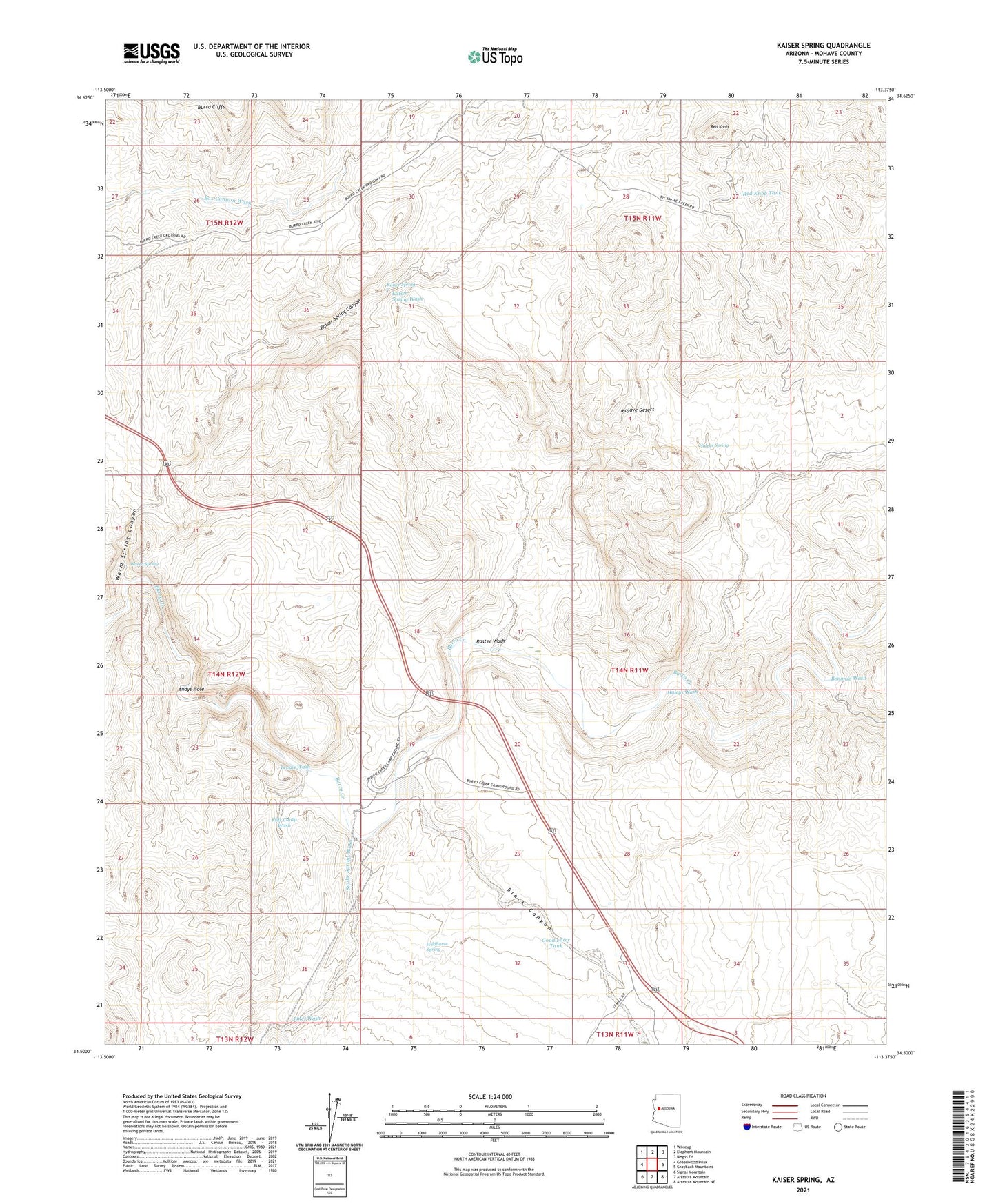 Kaiser Spring Arizona US Topo Map Image