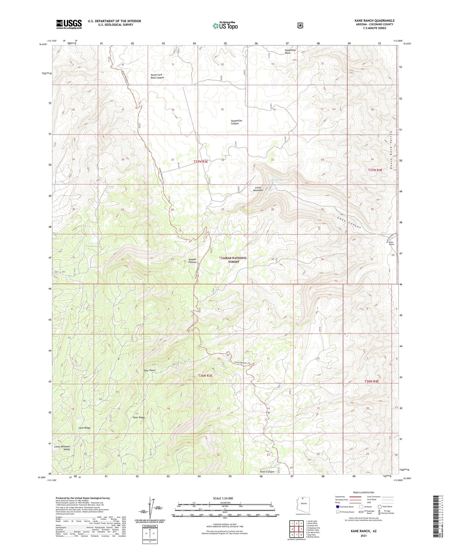 Kane Ranch Arizona US Topo Map Image