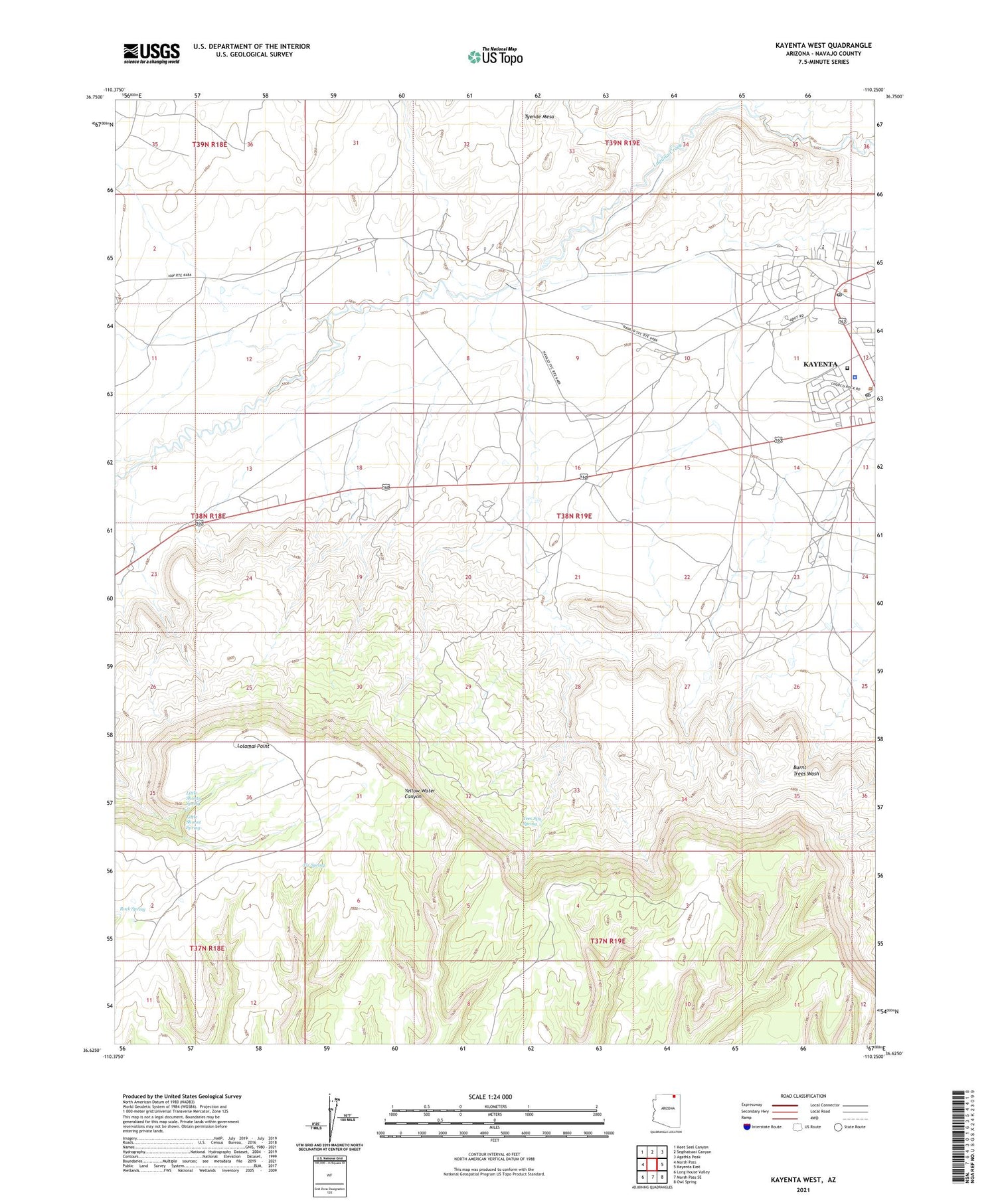 Kayenta West Arizona US Topo Map Image