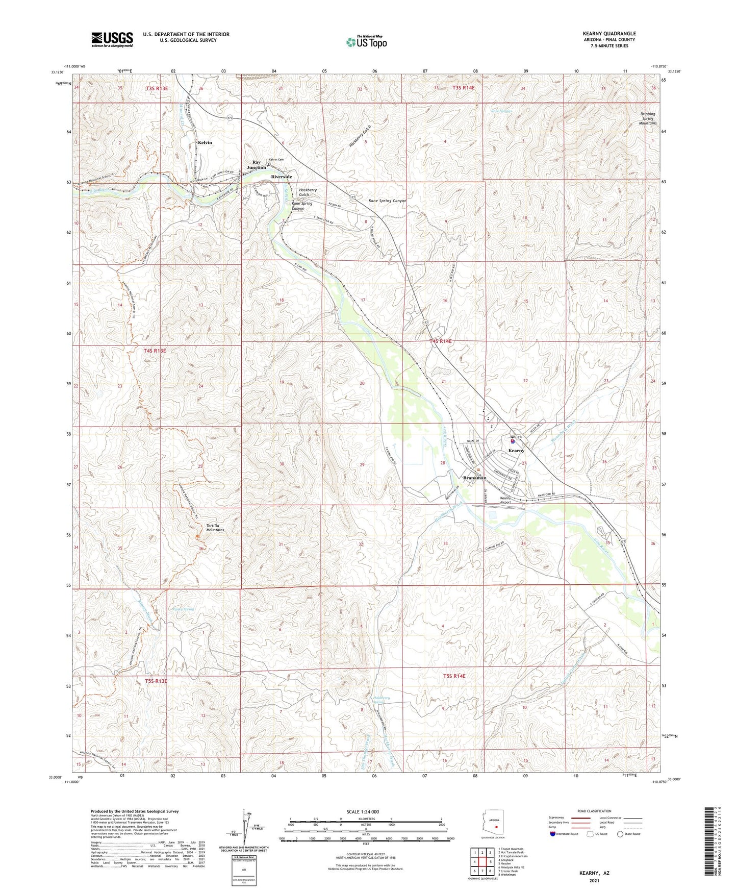 Kearny Arizona US Topo Map Image