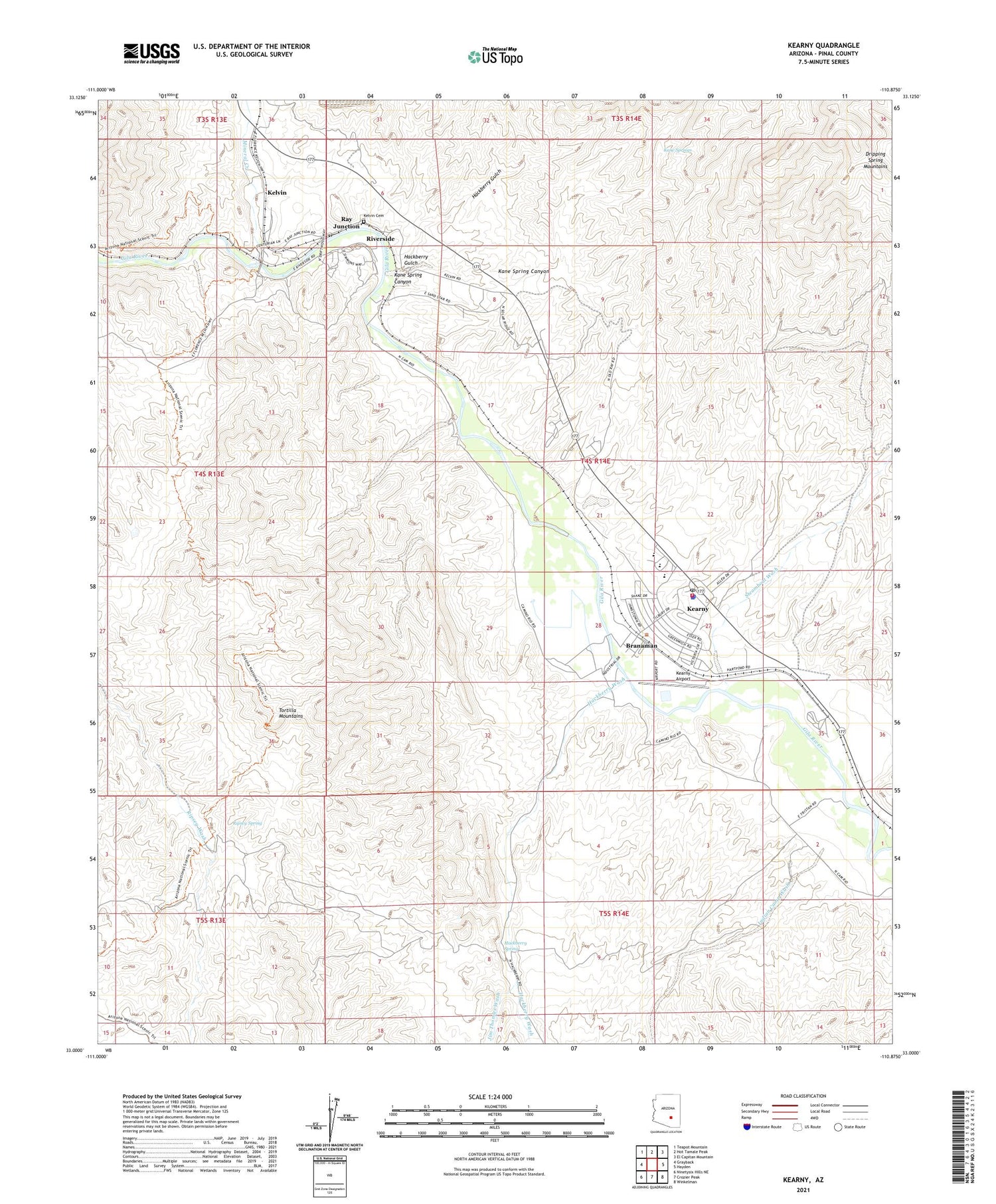 Kearny Arizona US Topo Map Image