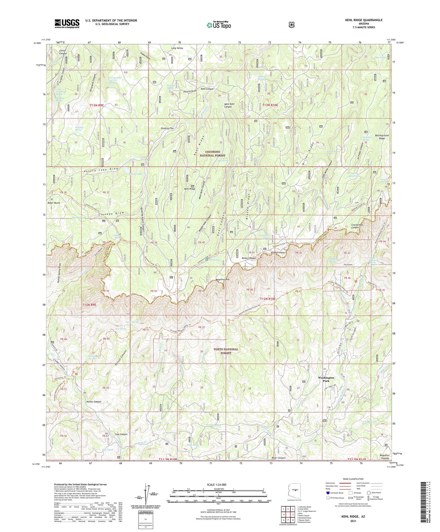 Kehl Ridge Arizona US Topo Map Image