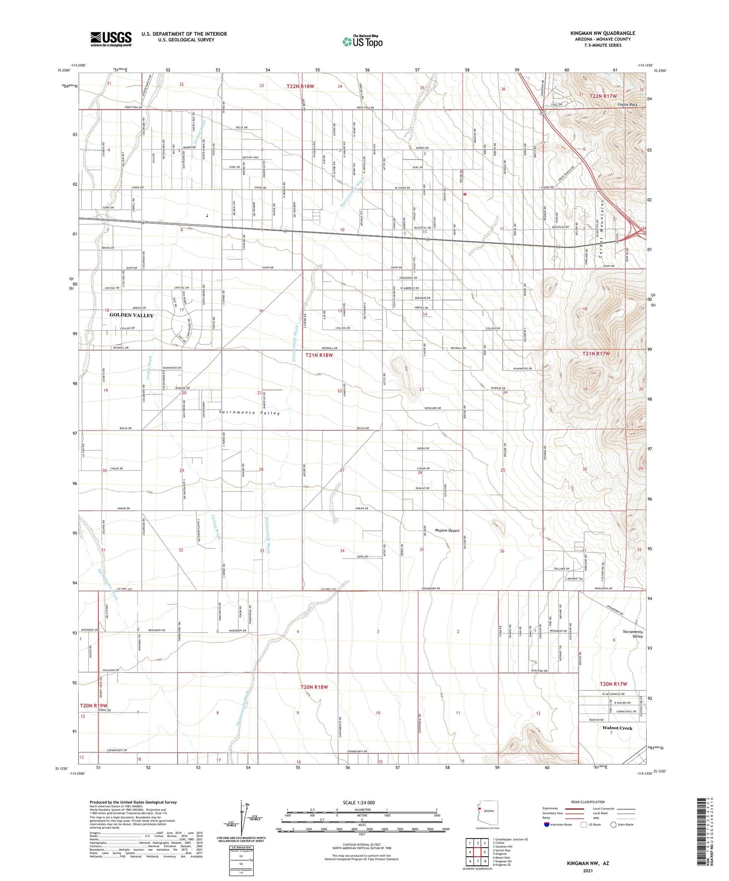Kingman NW Arizona US Topo Map Image