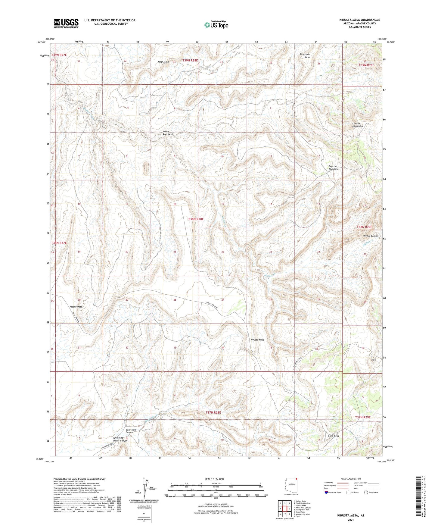 Kinusta Mesa Arizona US Topo Map Image