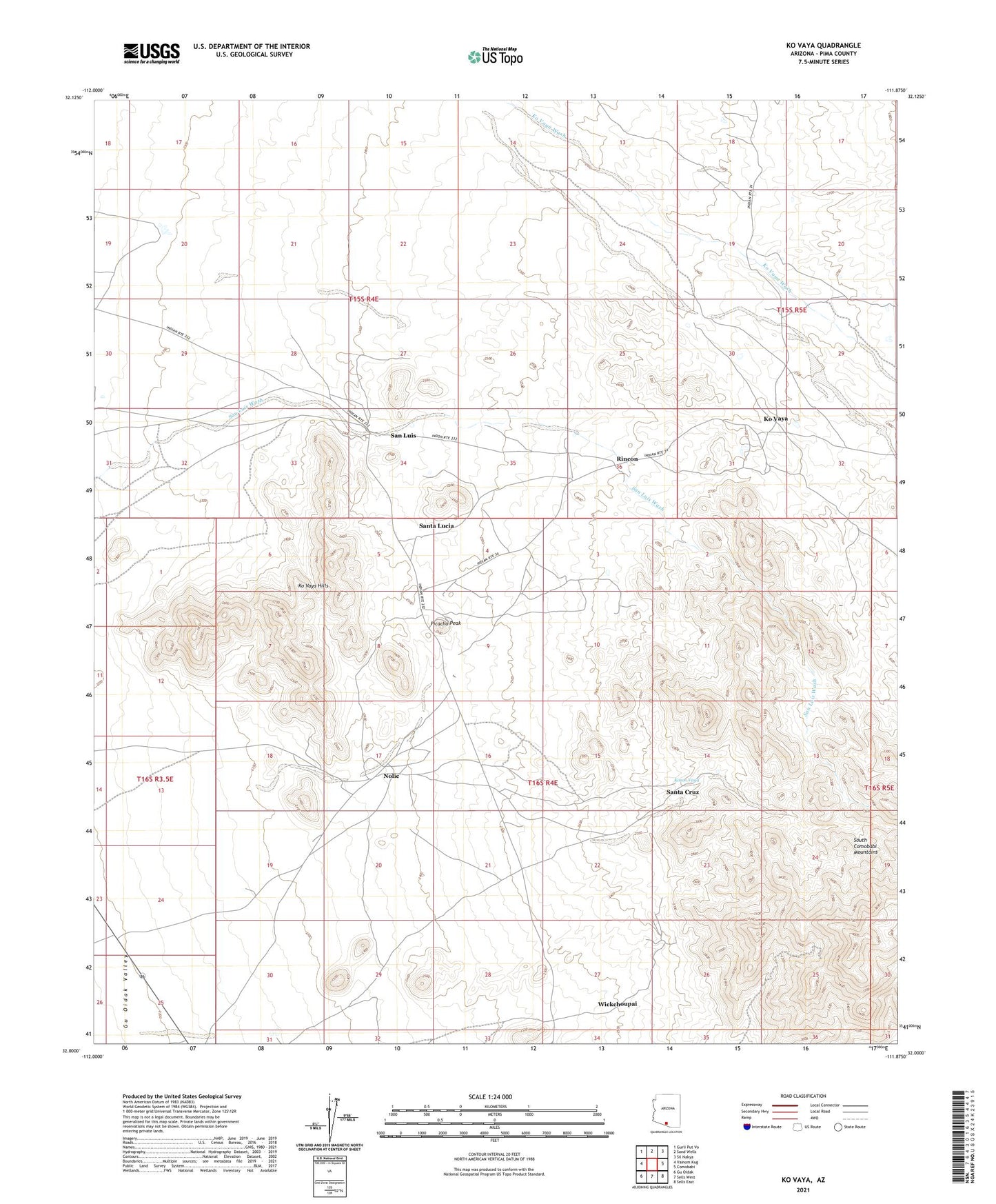Ko Vaya Arizona US Topo Map Image