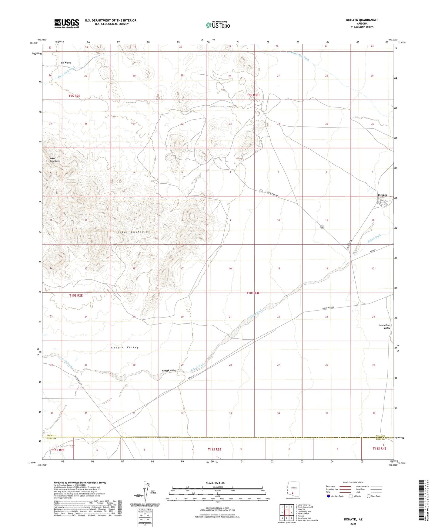 Kohatk Arizona US Topo Map Image