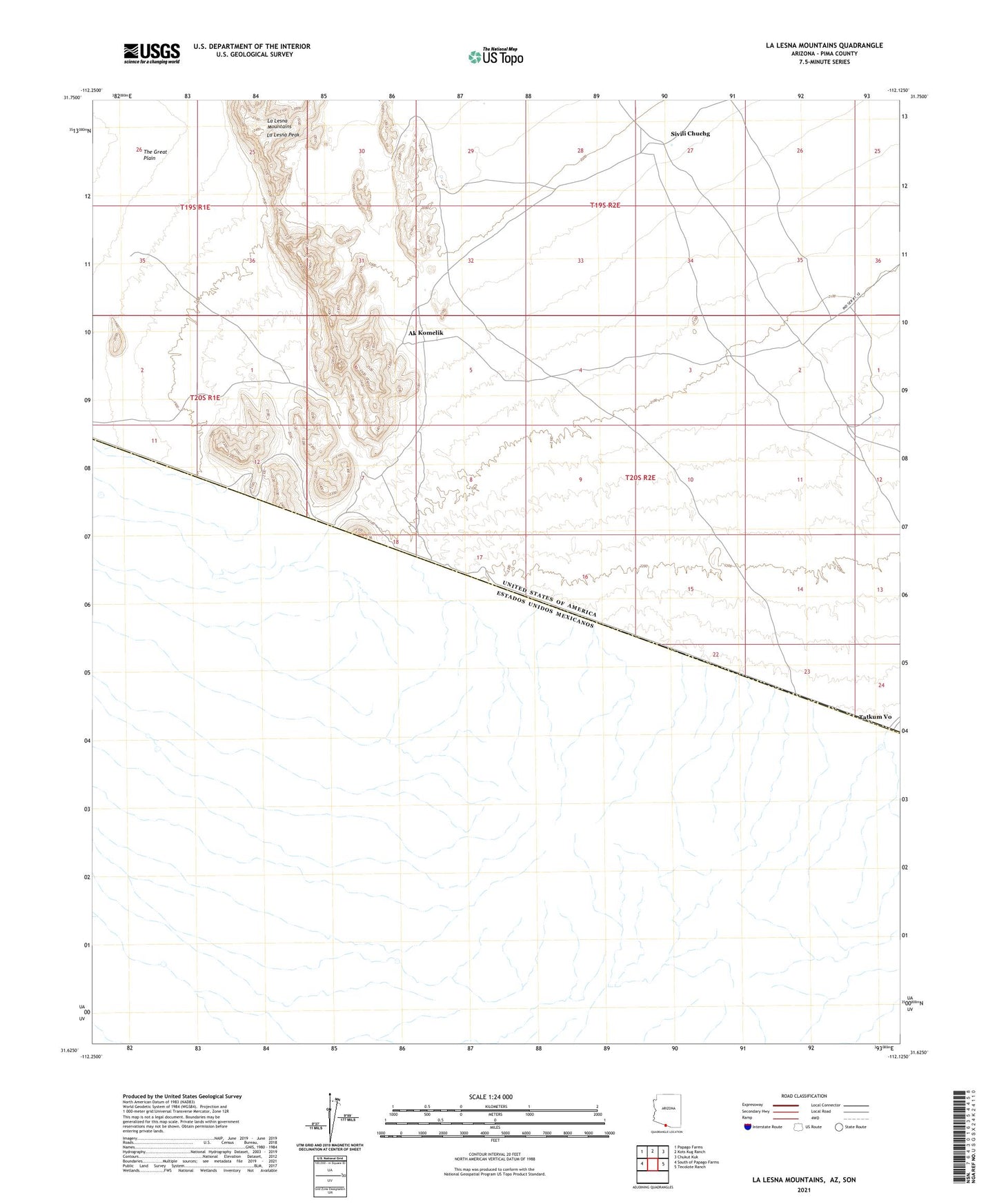 La Lesna Mountains Arizona US Topo Map Image