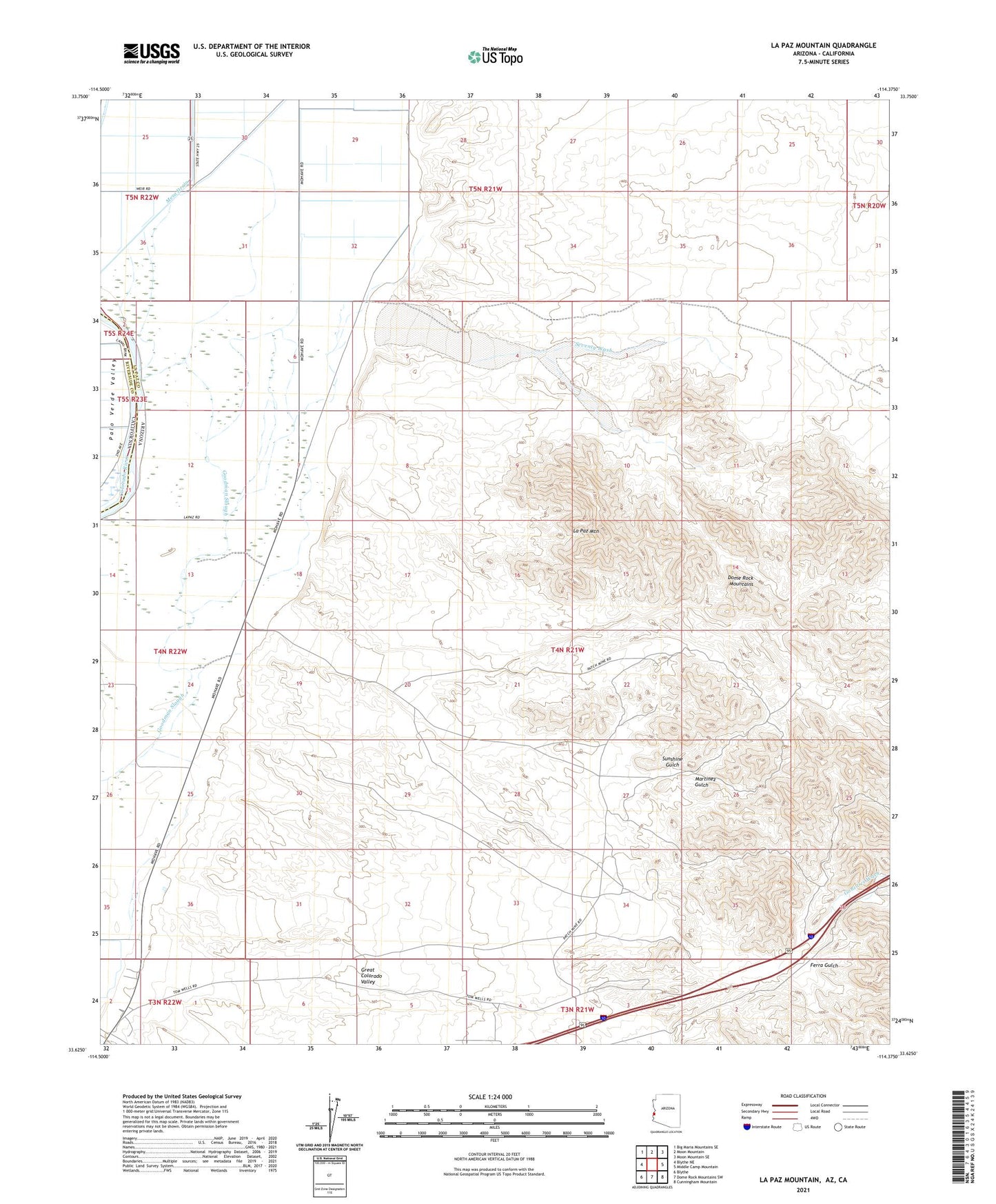 La Paz Mountain Arizona US Topo Map Image