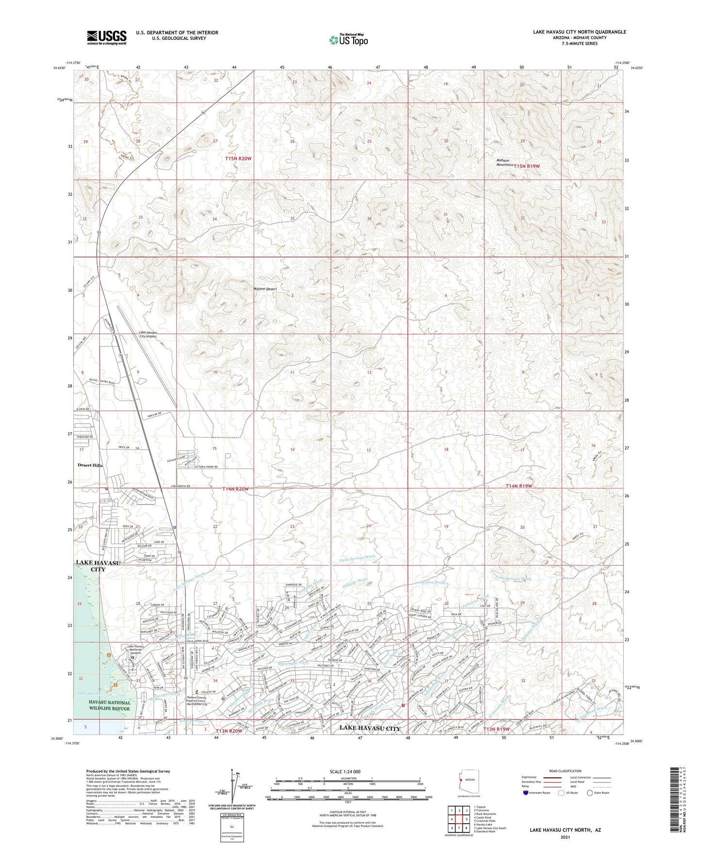 Lake Havasu City North Arizona US Topo Map Image