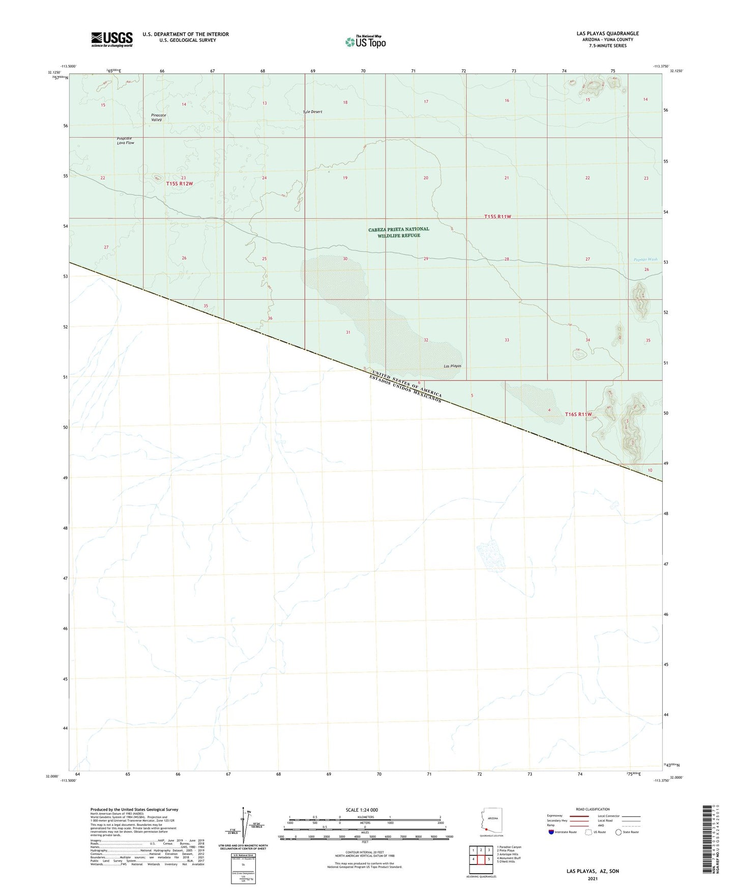 Las Playas Arizona US Topo Map Image