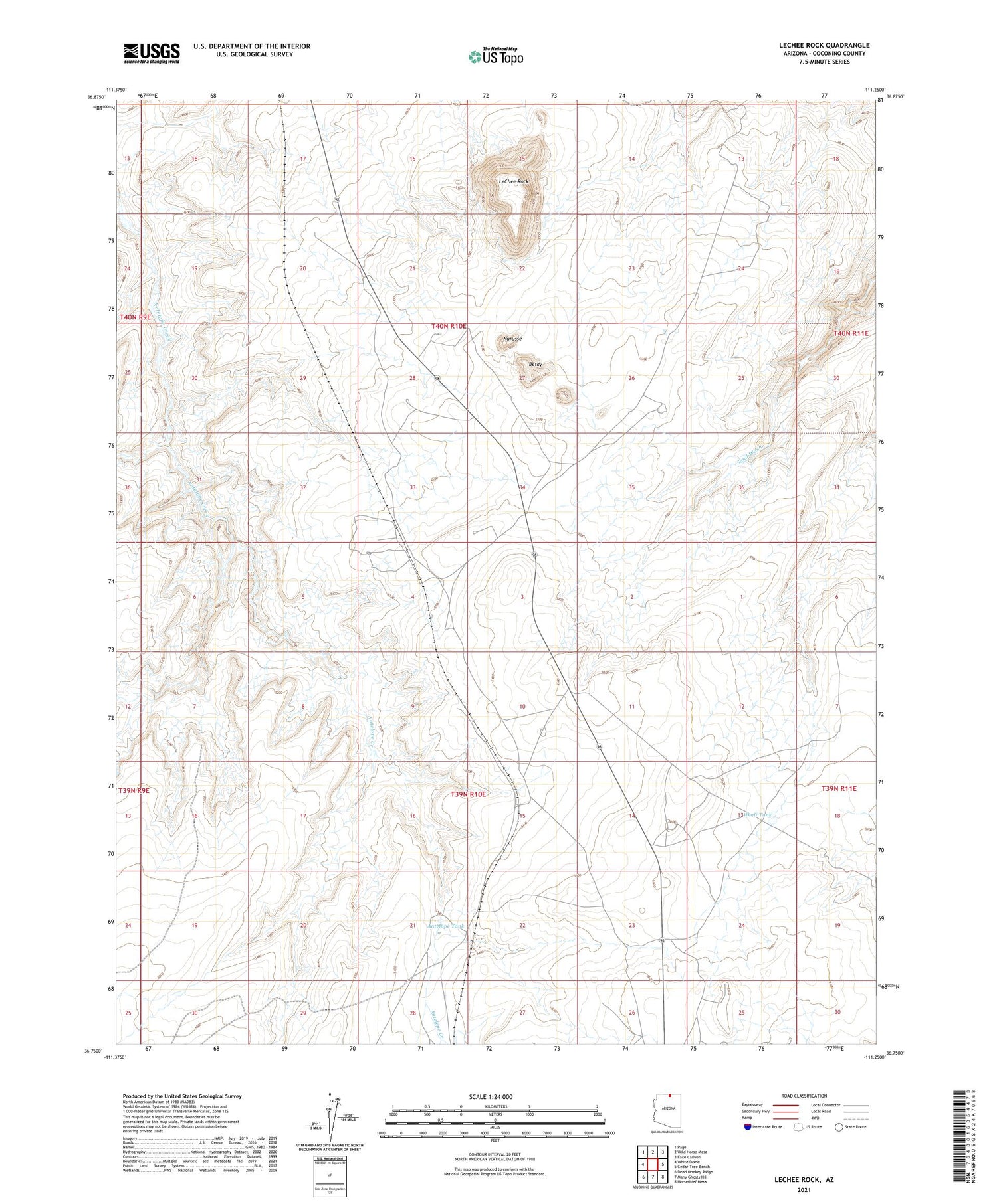 LeChee Rock Arizona US Topo Map Image