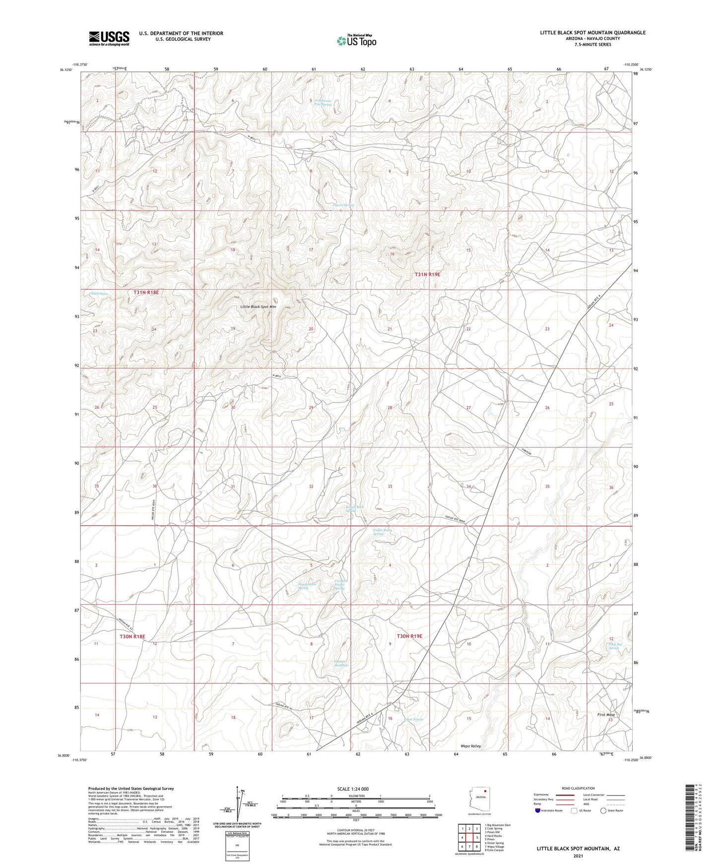 Little Black Spot Mountain Arizona US Topo Map Image