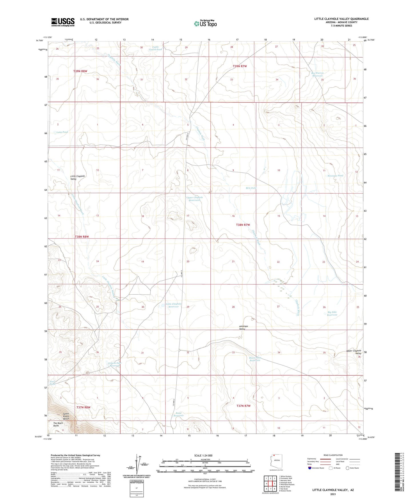Little Clayhole Valley Arizona US Topo Map Image