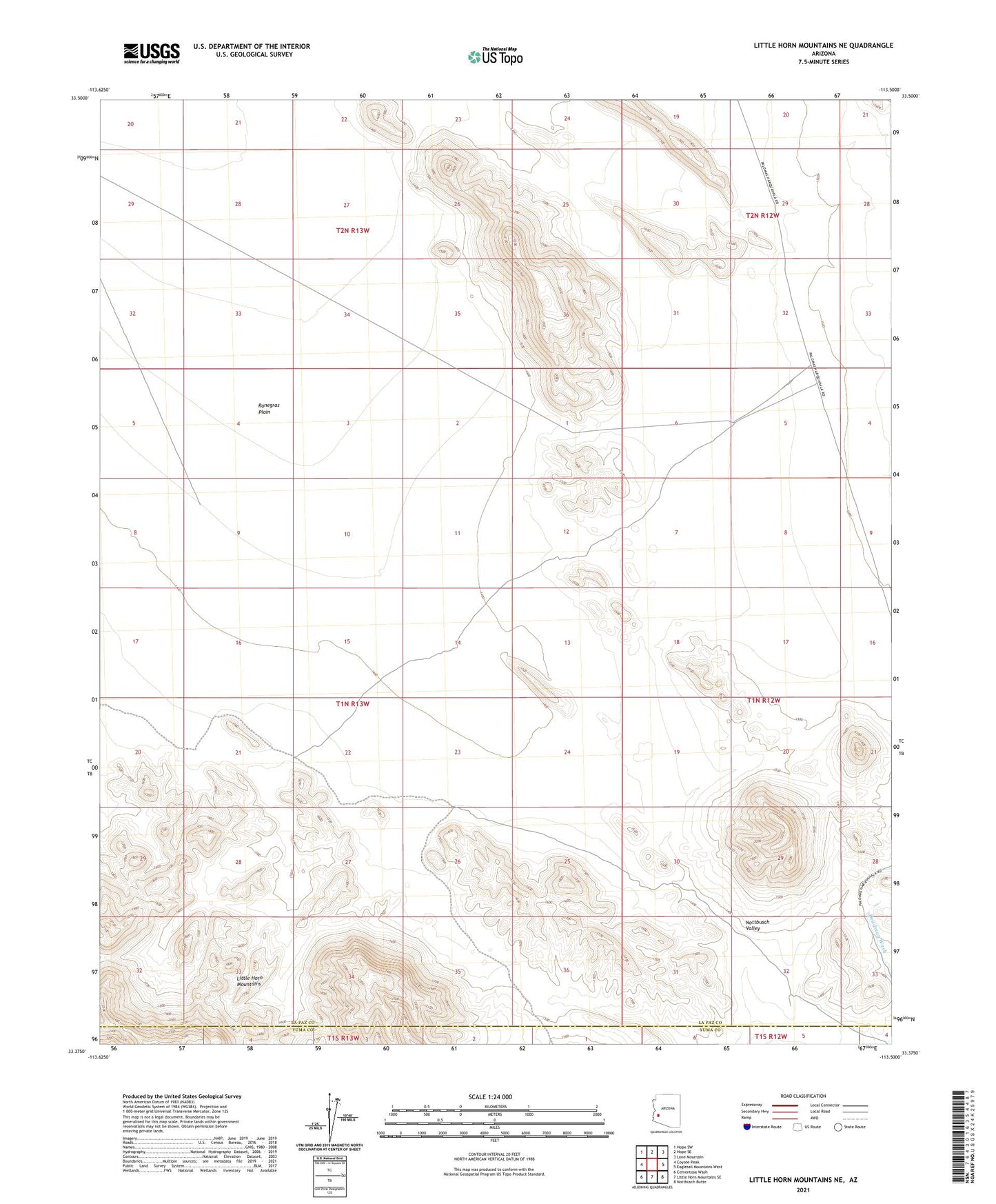 Little Horn Mountains NE Arizona US Topo Map Image