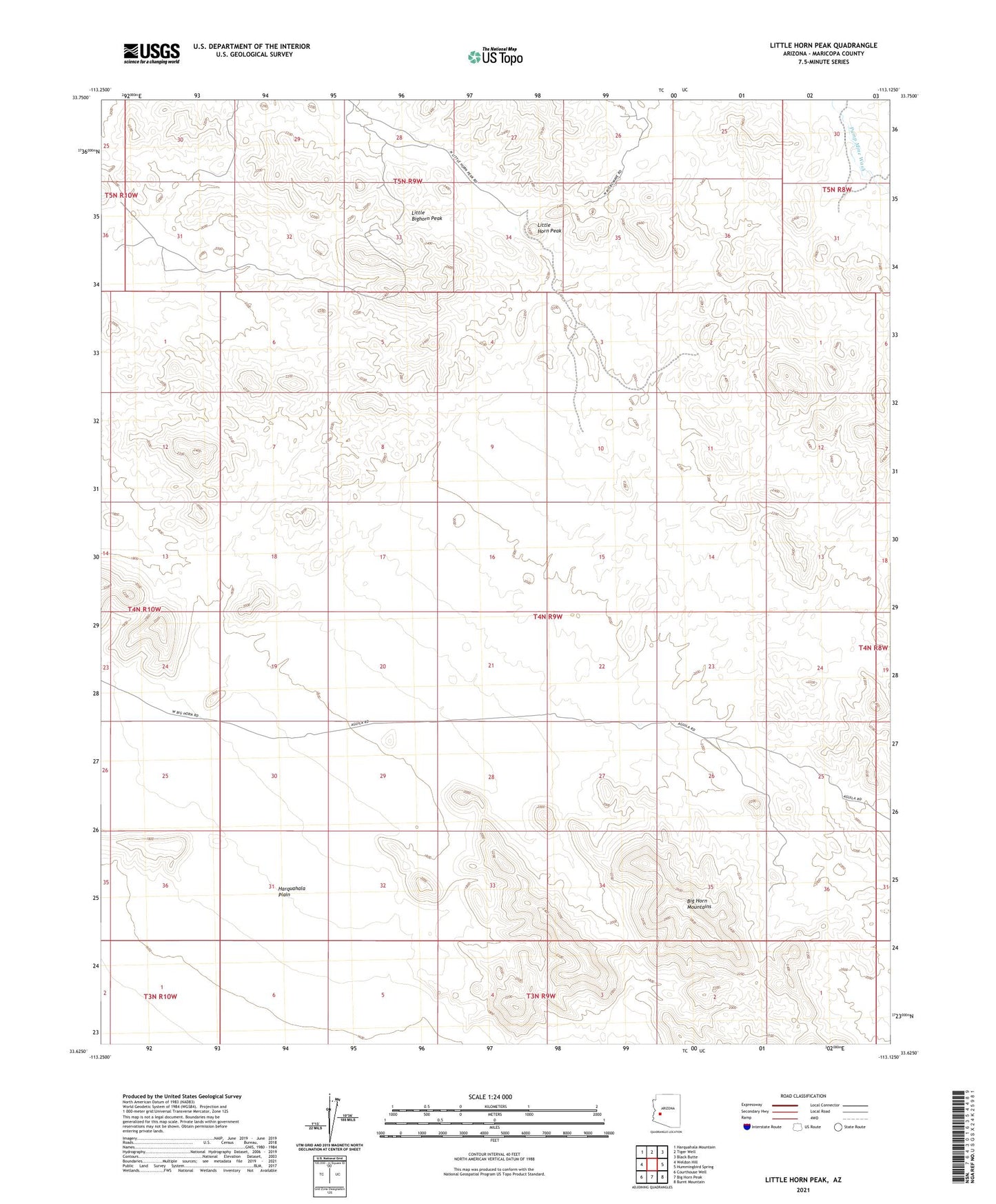 Little Horn Peak Arizona US Topo Map Image