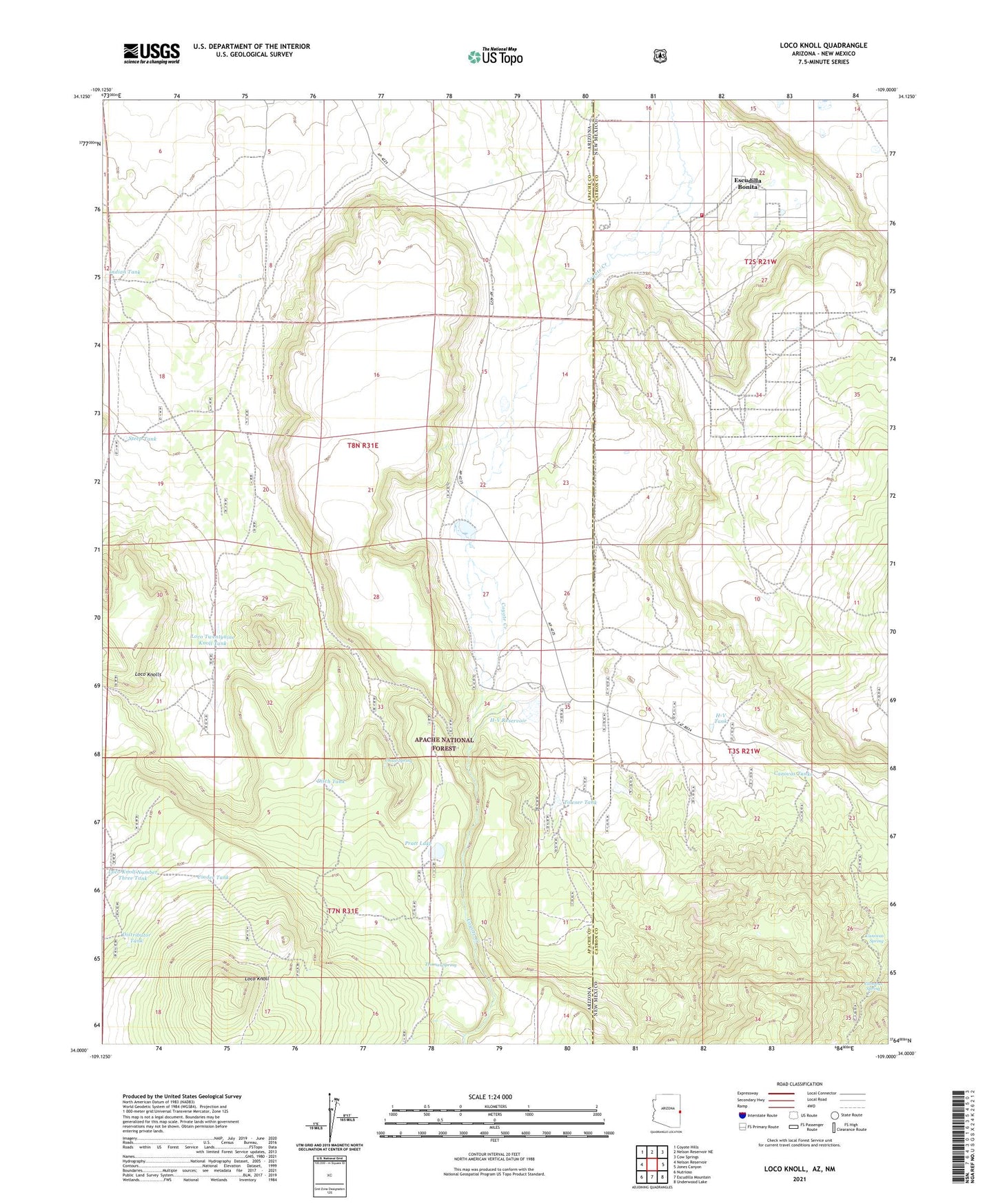 Loco Knoll Arizona US Topo Map Image