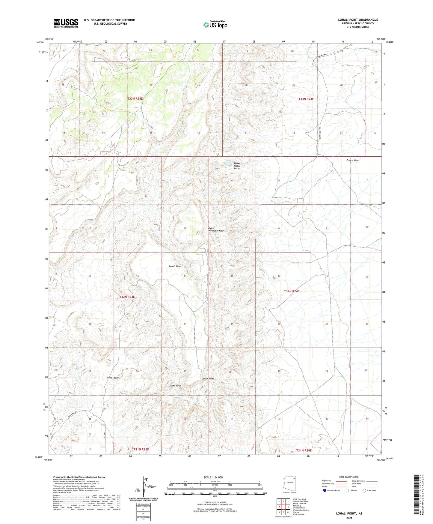 Lohali Point Arizona US Topo Map Image