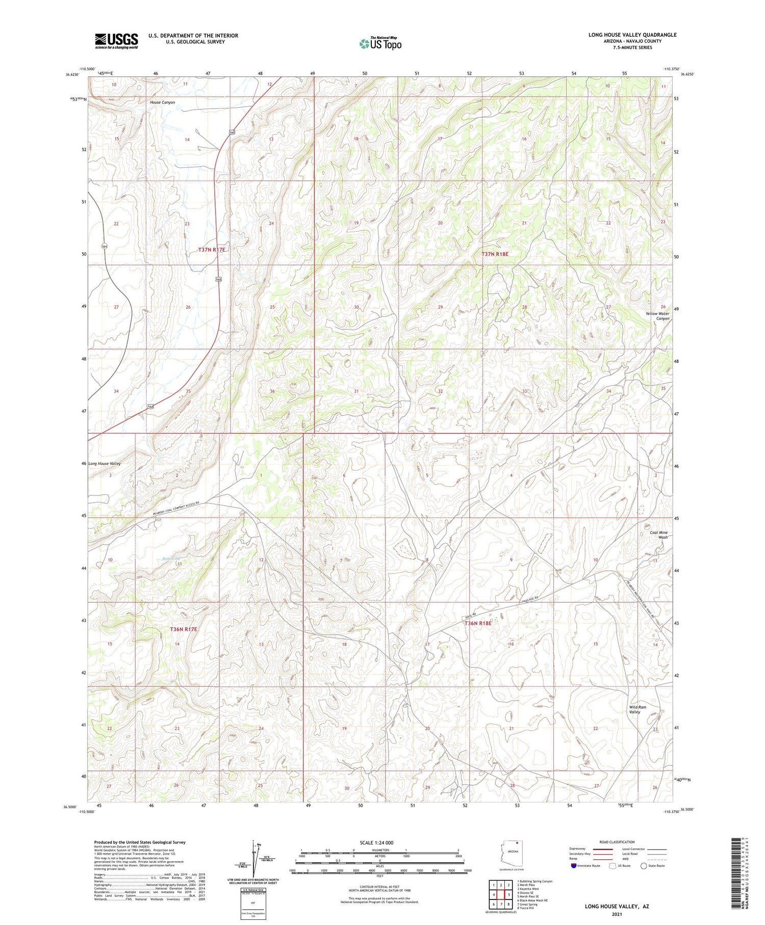 Long House Valley Arizona US Topo Map Image