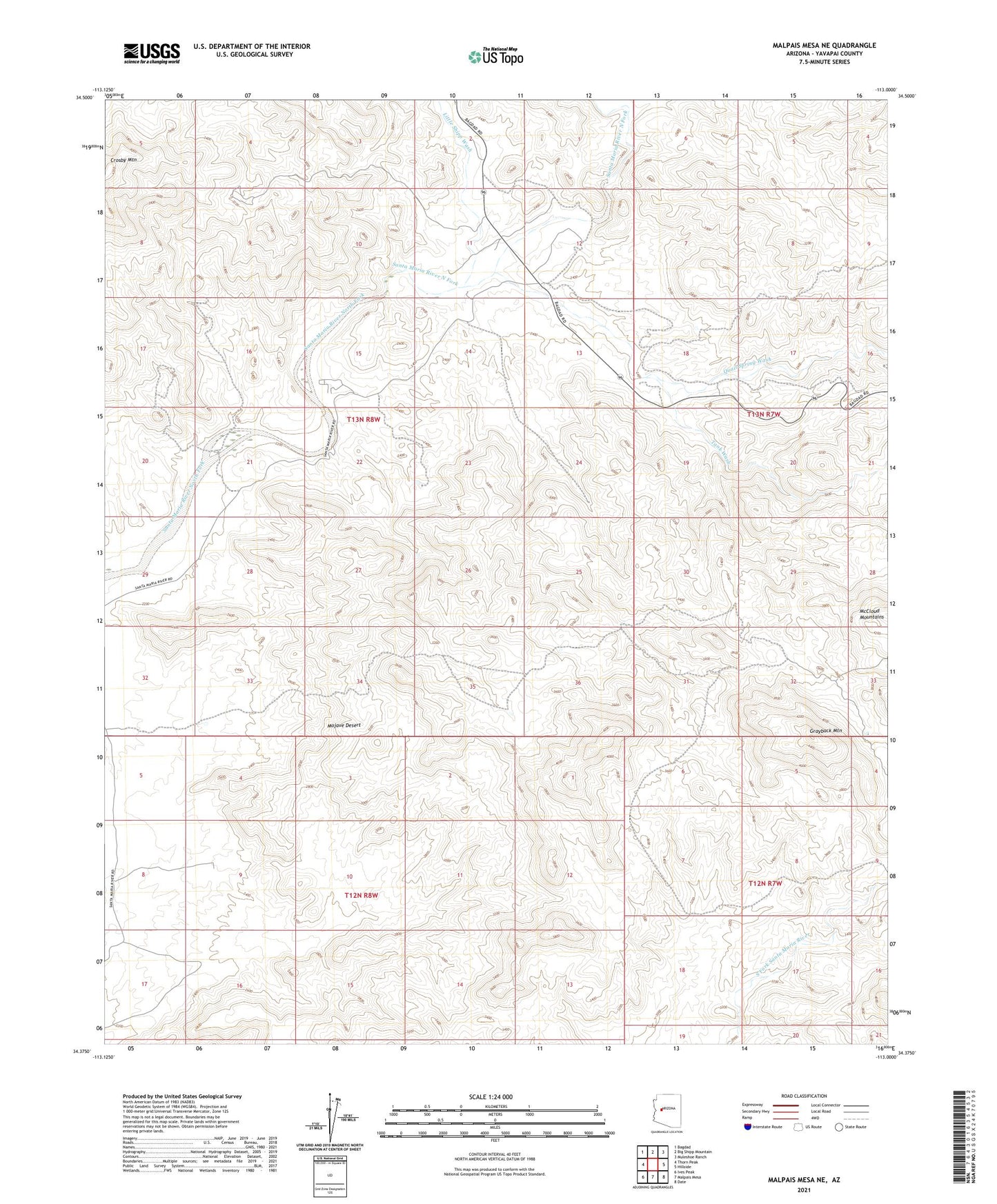 Malpais Mesa NE Arizona US Topo Map Image