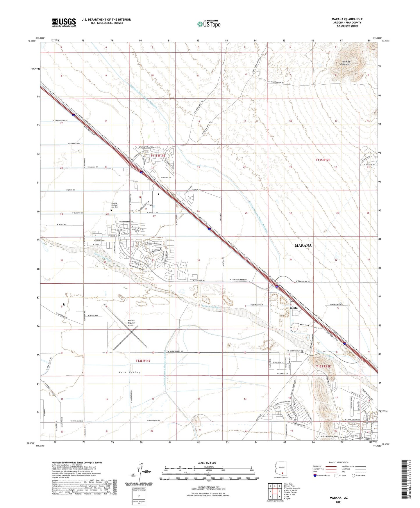 Marana Arizona US Topo Map Image