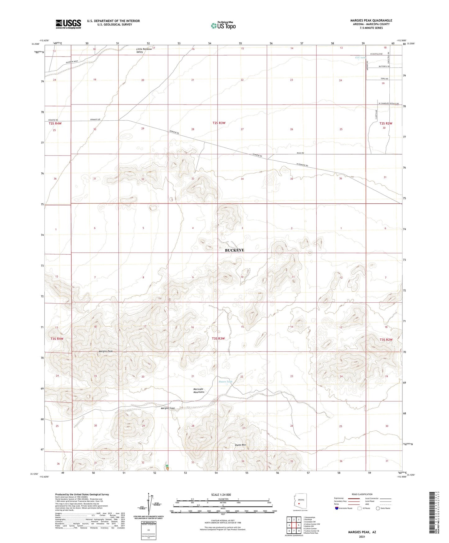 Margies Peak Arizona US Topo Map Image