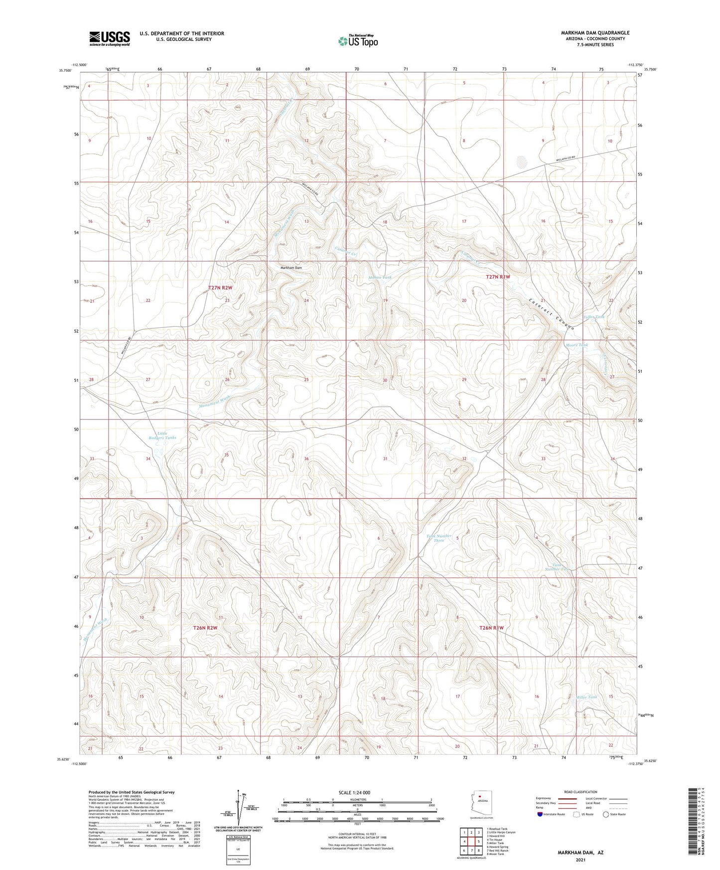 Markham Dam Arizona US Topo Map Image