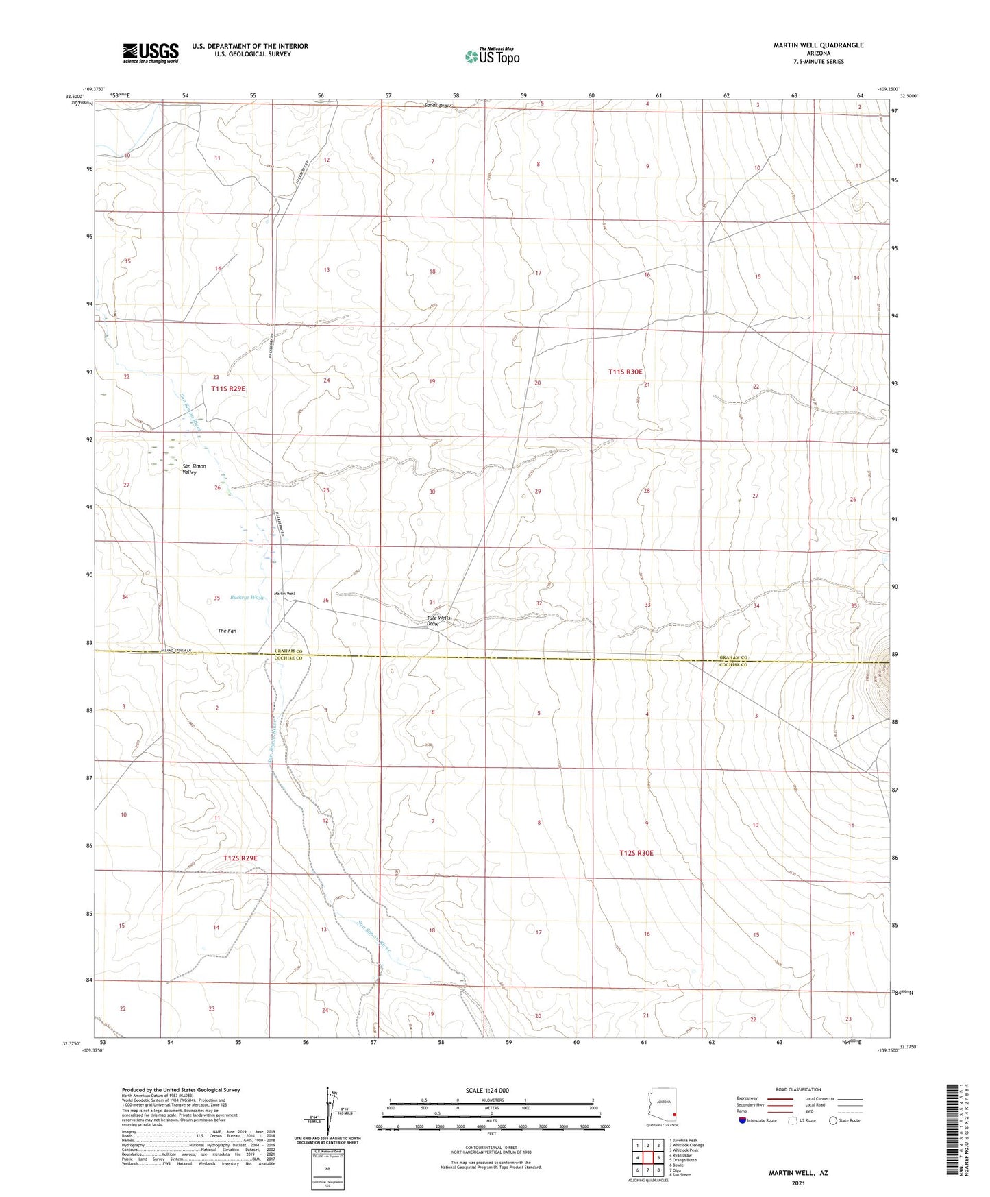 Martin Well Arizona US Topo Map Image