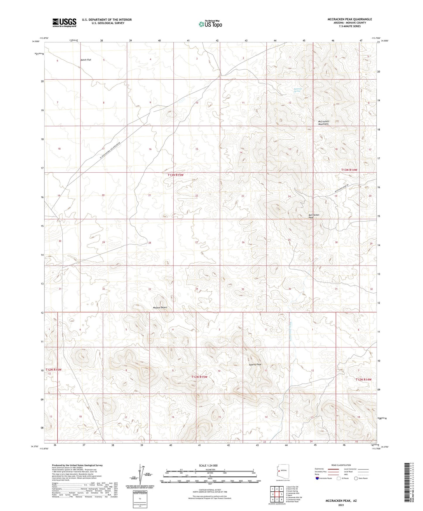 McCracken Peak Arizona US Topo Map Image