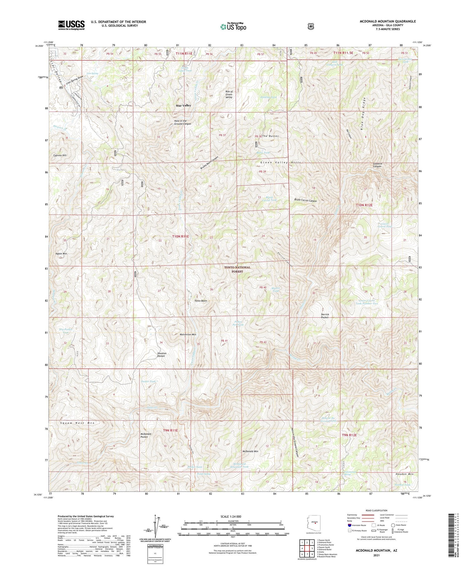 McDonald Mountain Arizona US Topo Map Image