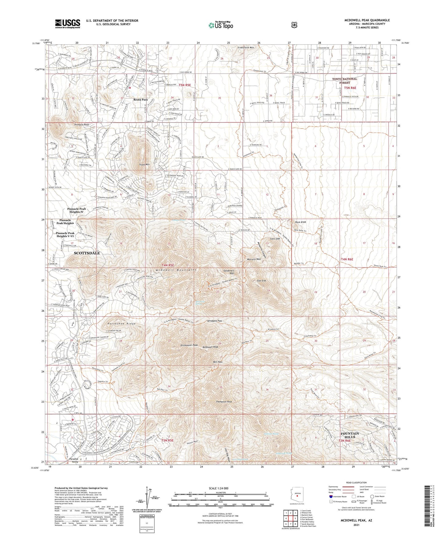 McDowell Peak Arizona US Topo Map Image