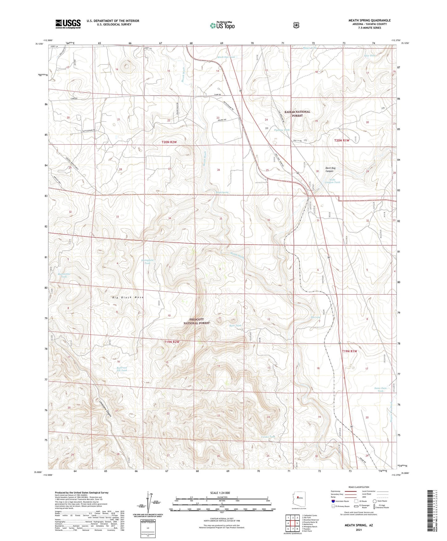 Meath Spring Arizona US Topo Map Image