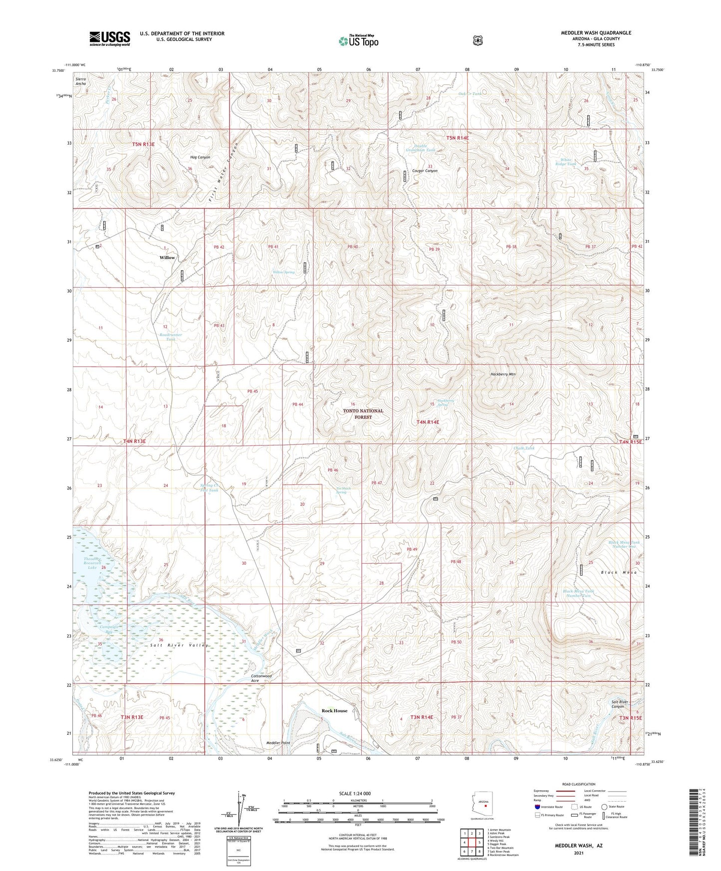 Meddler Wash Arizona US Topo Map Image