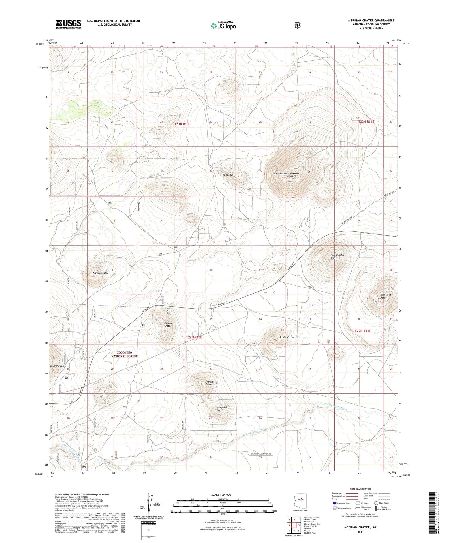 Merriam Crater Arizona US Topo Map Image