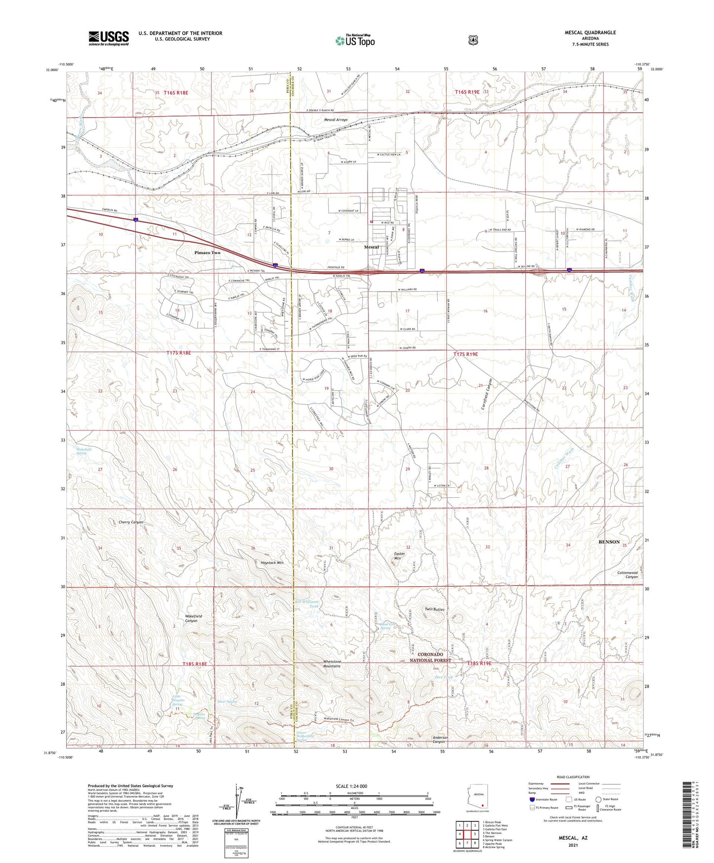 Mescal Arizona US Topo Map Image