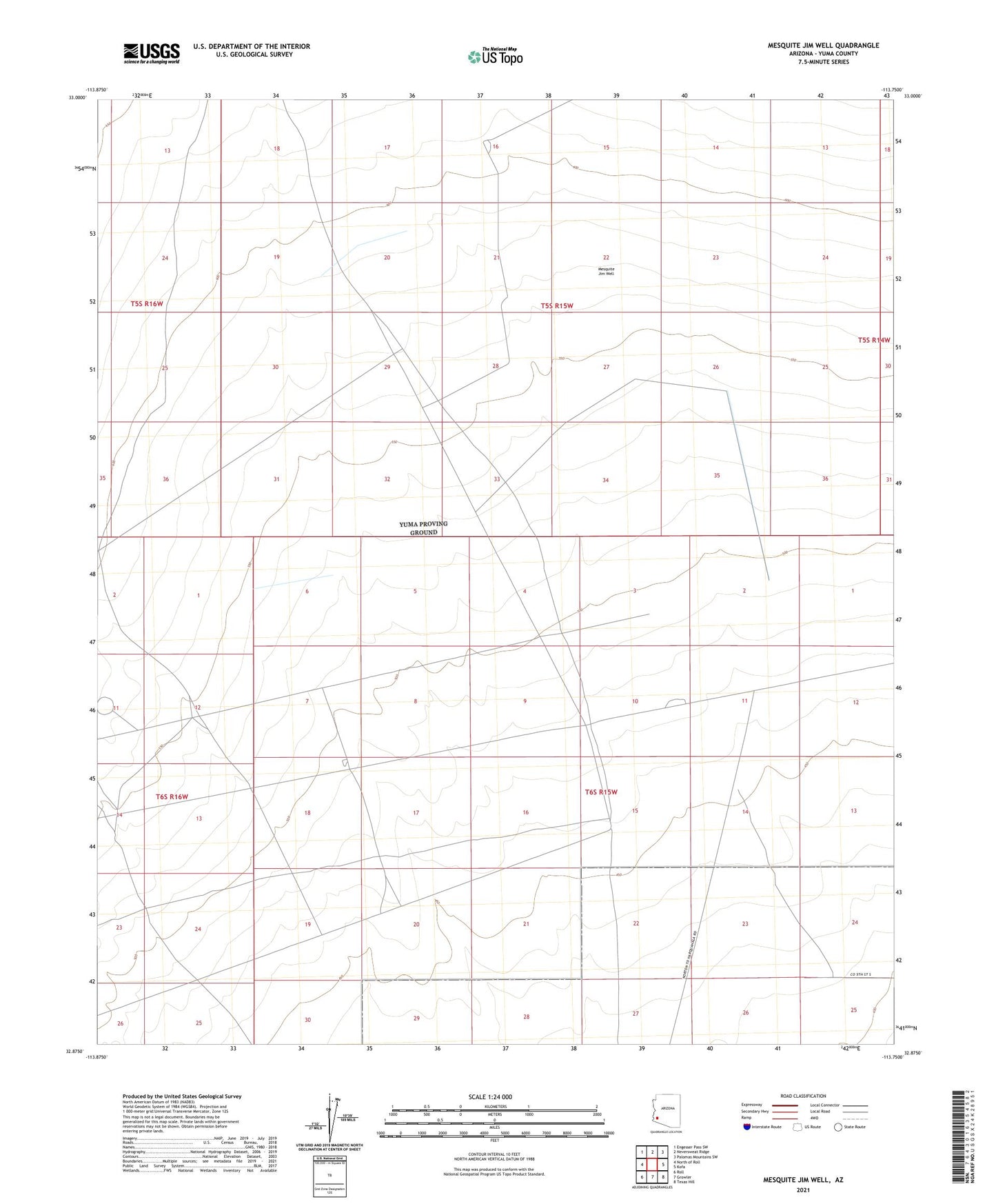 Mesquite Jim Well Arizona US Topo Map Image