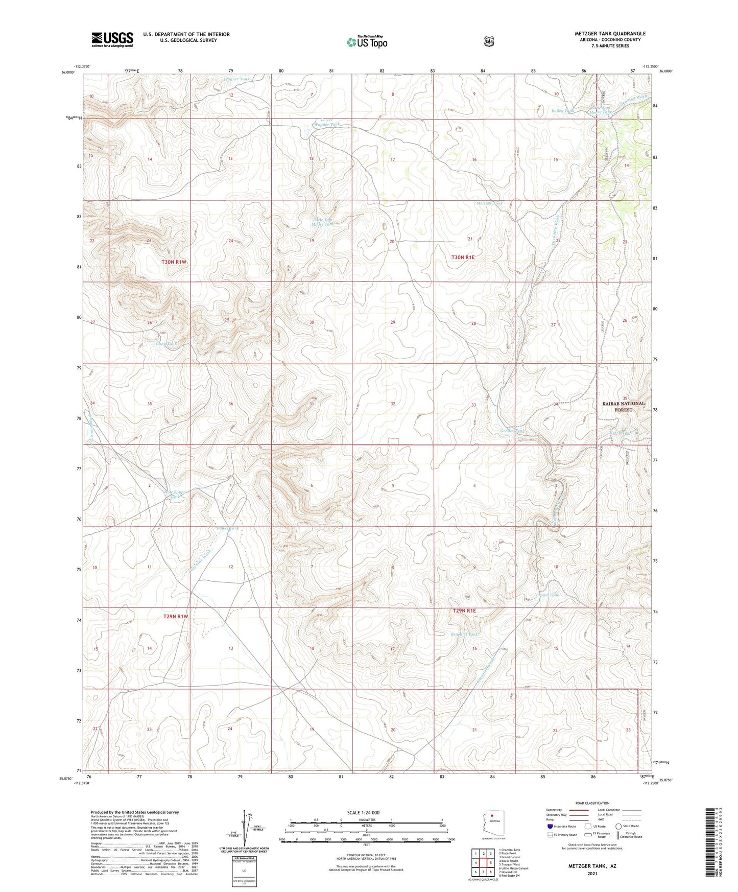 Metzger Tank Arizona US Topo Map Image
