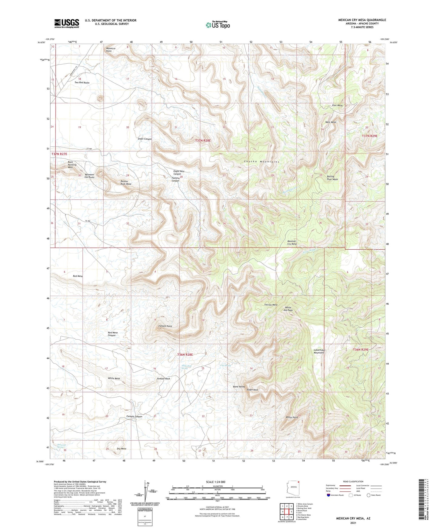 Mexican Cry Mesa Arizona US Topo Map Image