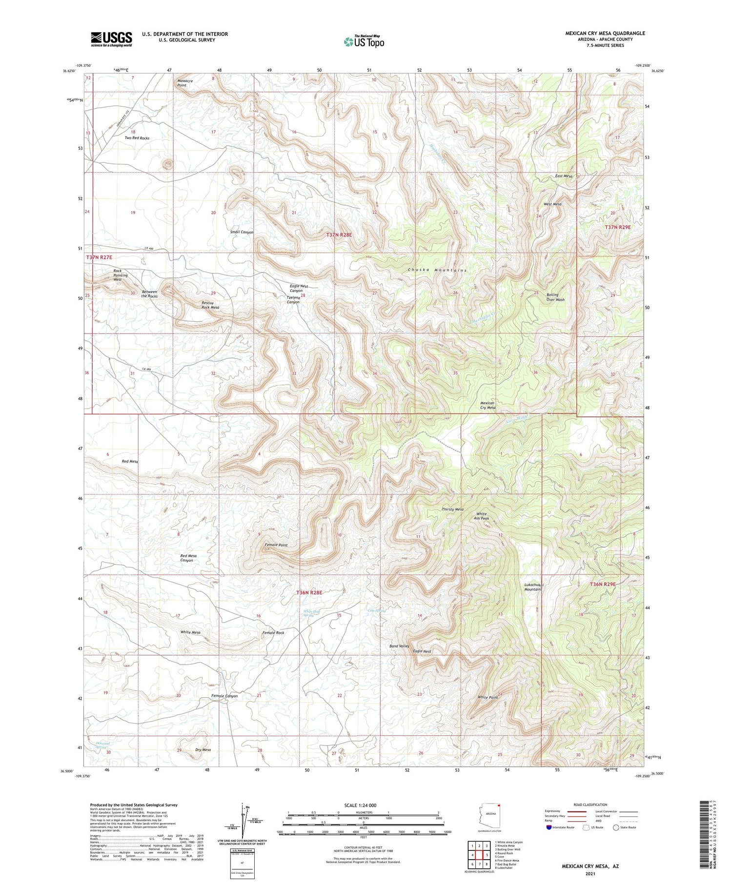 Mexican Cry Mesa Arizona US Topo Map Image