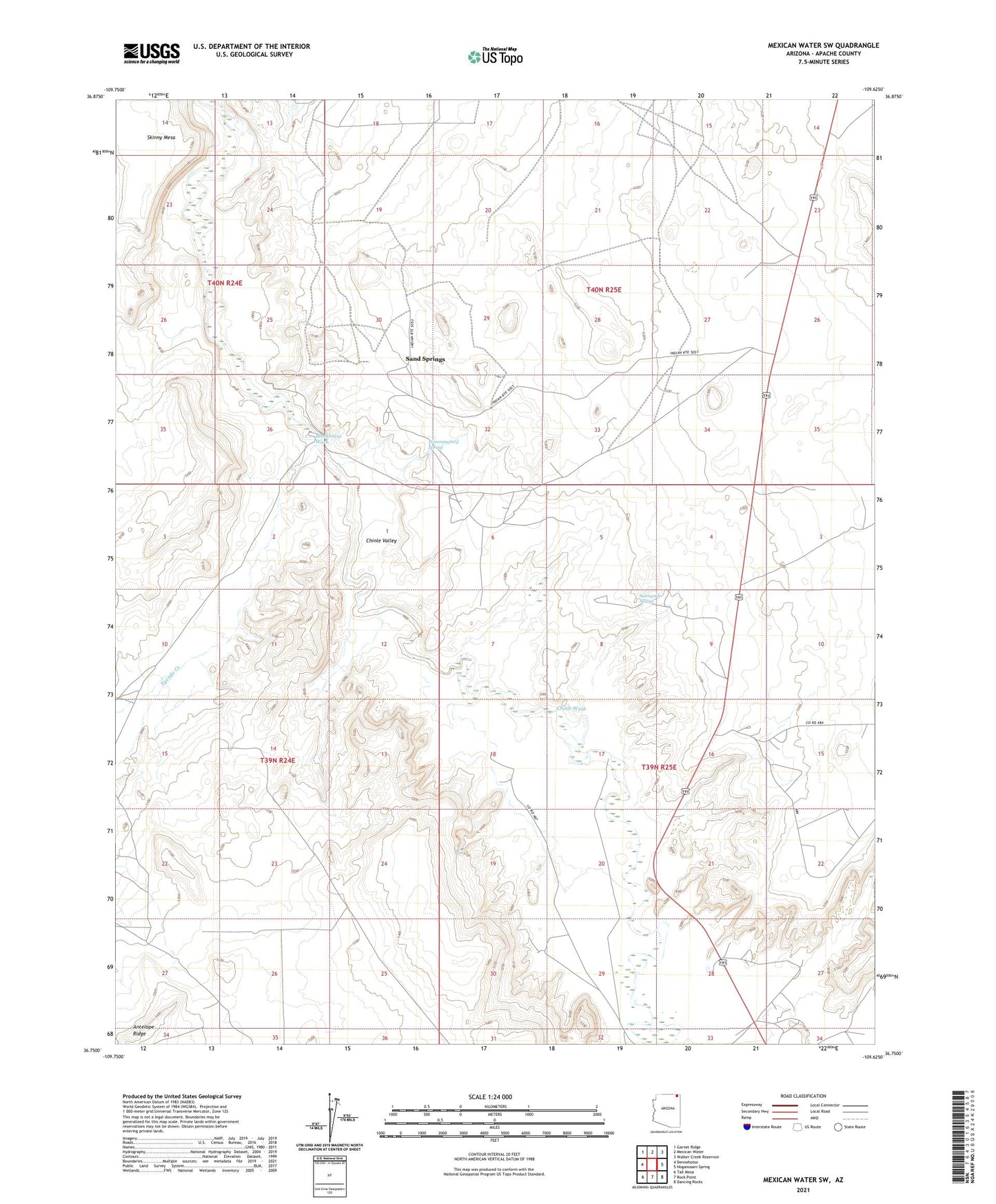 Mexican Water SW Arizona US Topo Map Image