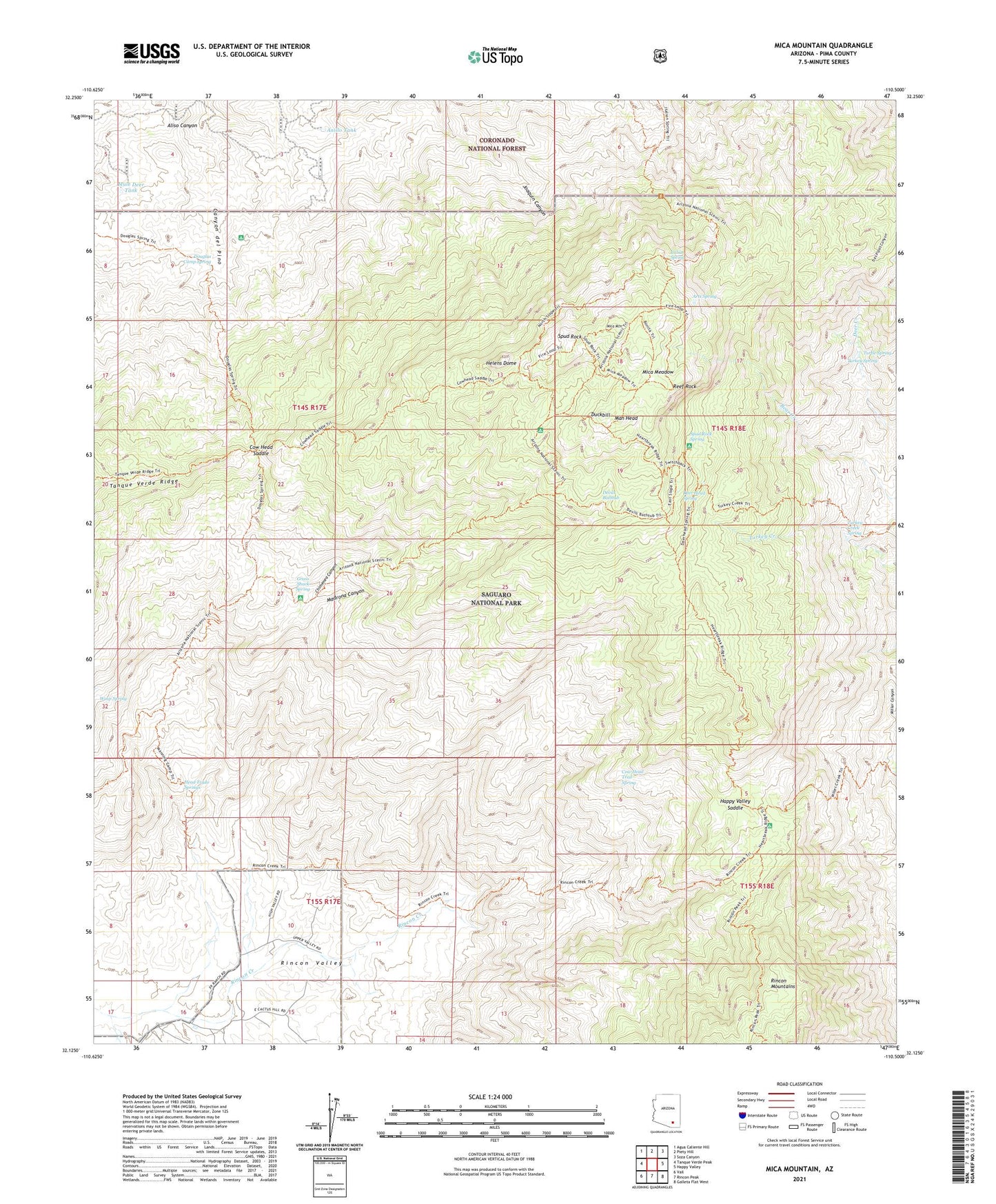Mica Mountain Arizona US Topo Map Image