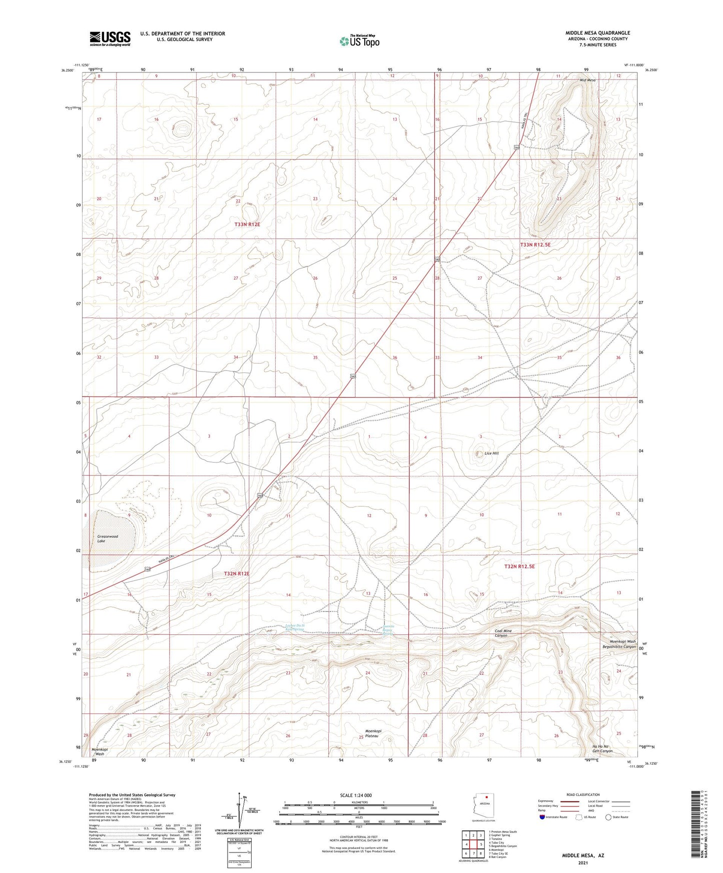 Middle Mesa Arizona US Topo Map Image