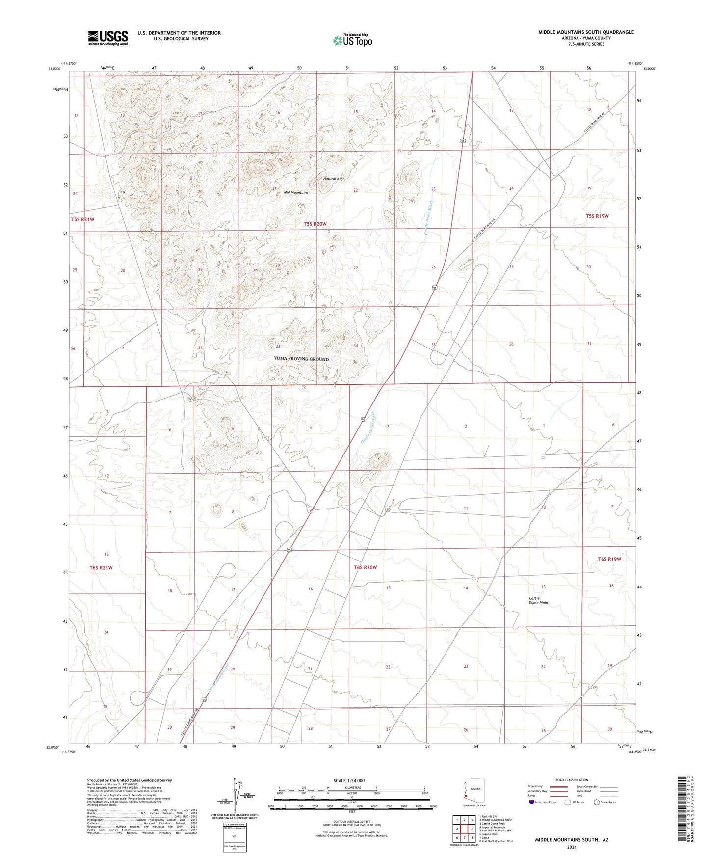 Middle Mountains South Arizona US Topo Map Image