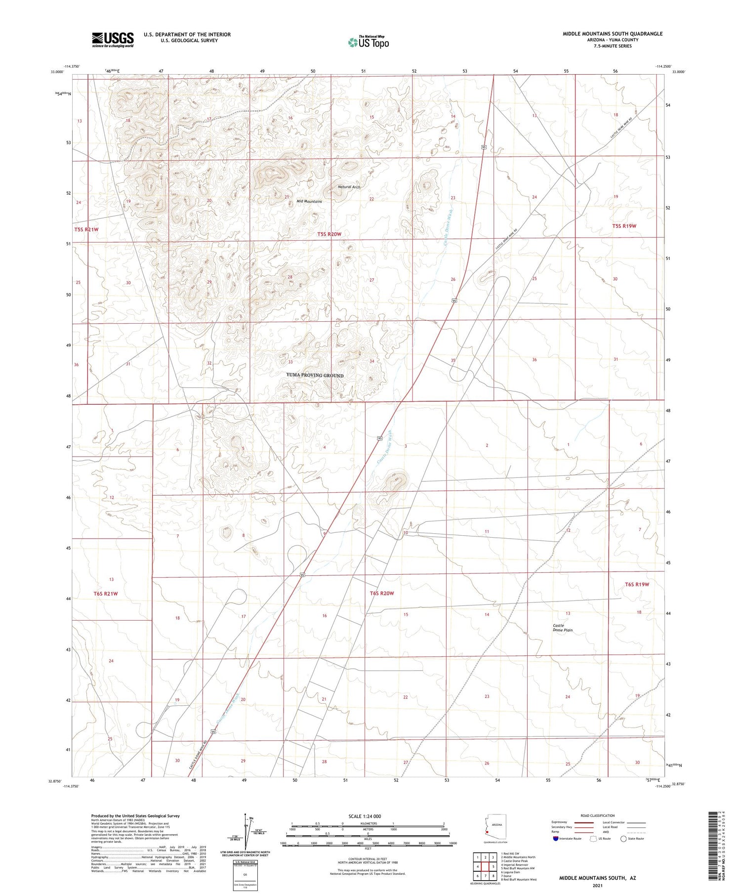 Middle Mountains South Arizona US Topo Map Image