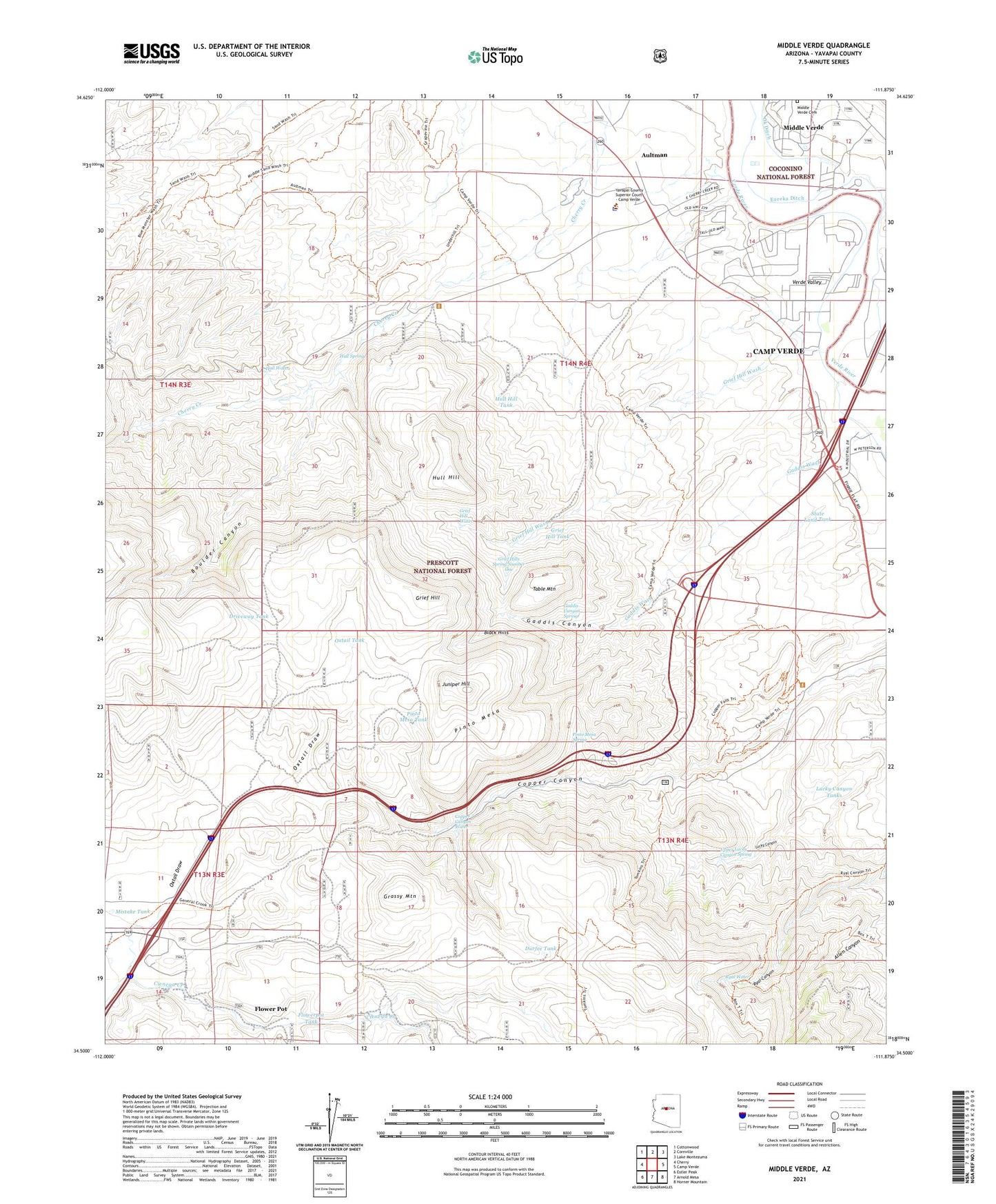 Middle Verde Arizona US Topo Map Image