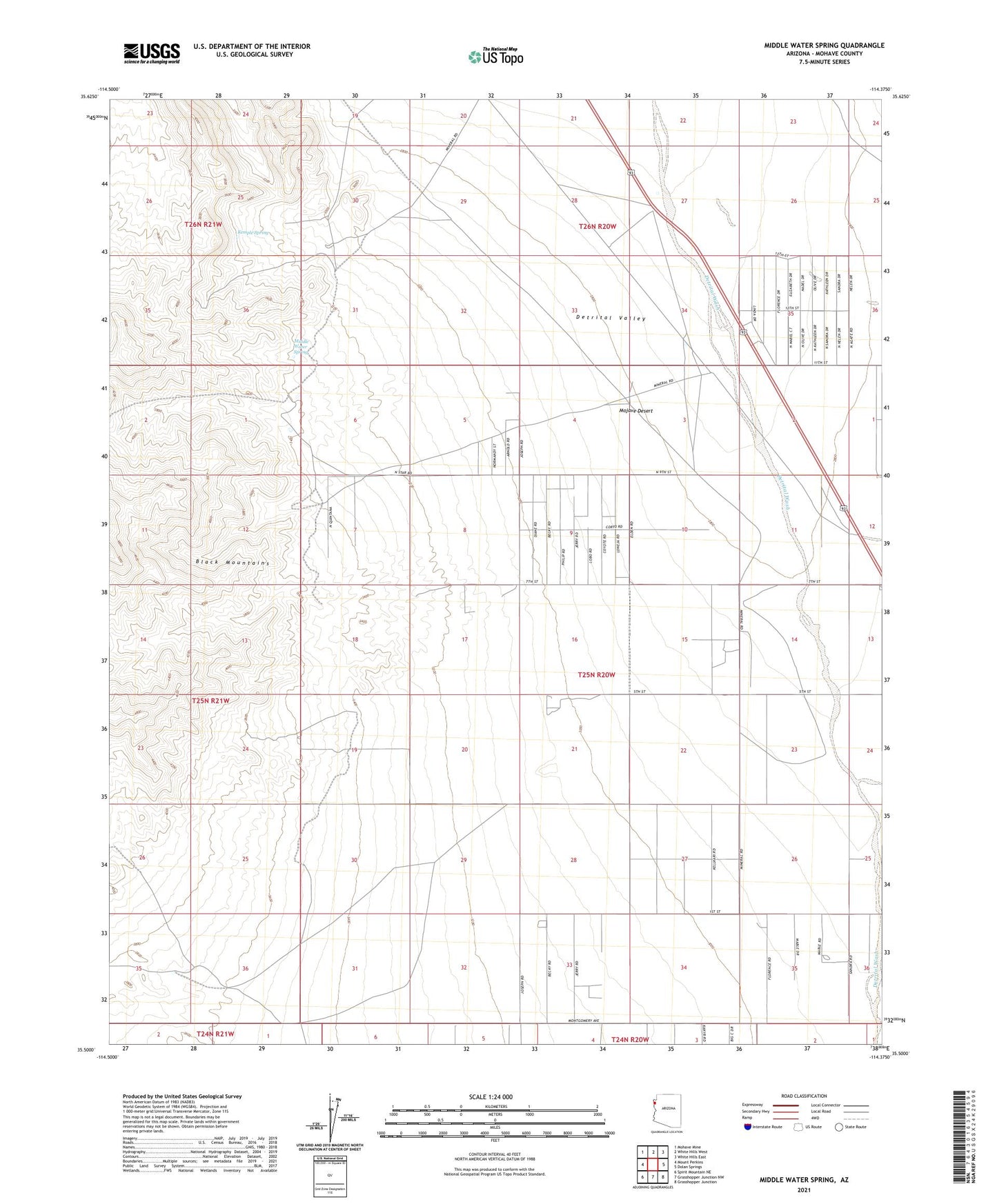 Middle Water Spring Arizona US Topo Map Image