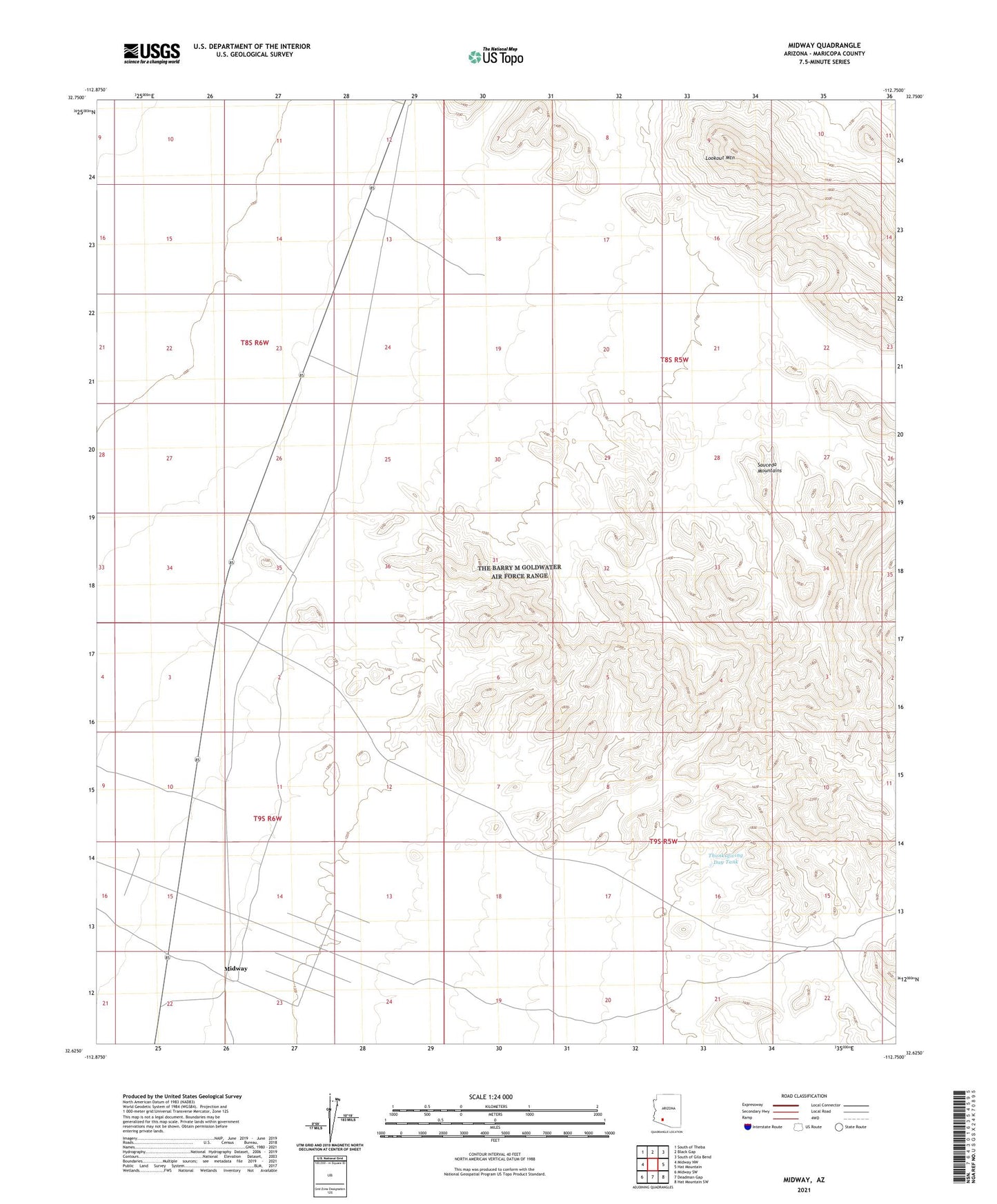 Midway Arizona US Topo Map Image