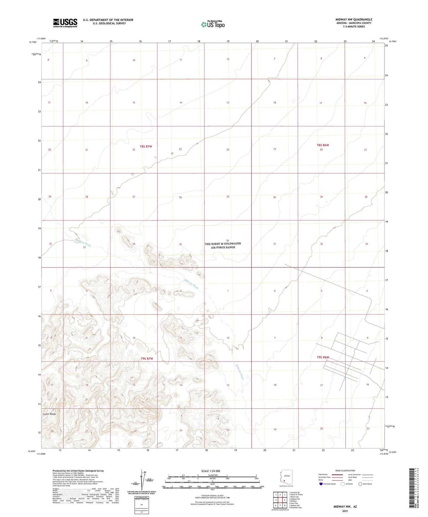 Midway NW Arizona US Topo Map Image