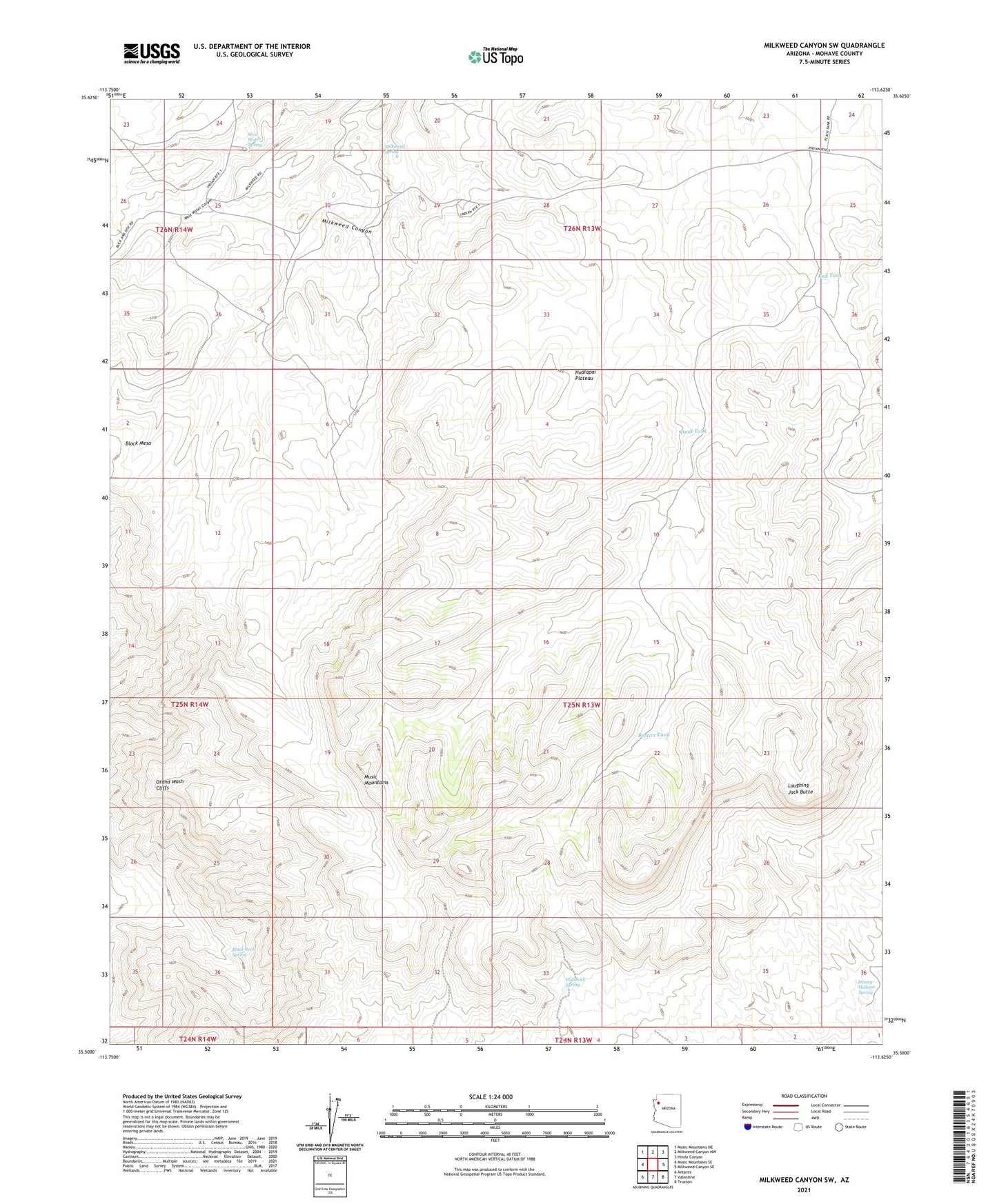 Milkweed Canyon SW Arizona US Topo Map Image