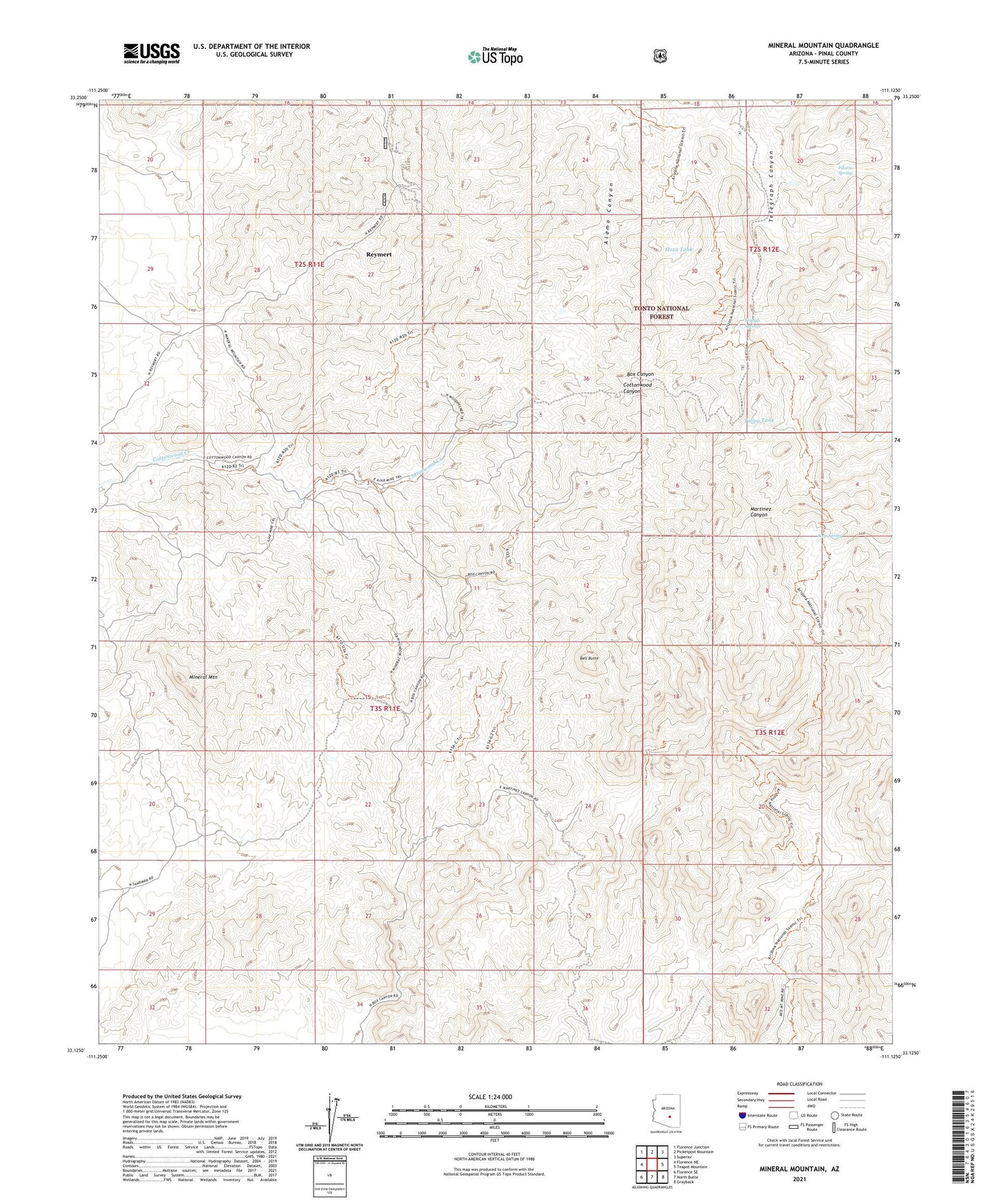 Mineral Mountain Arizona US Topo Map Image