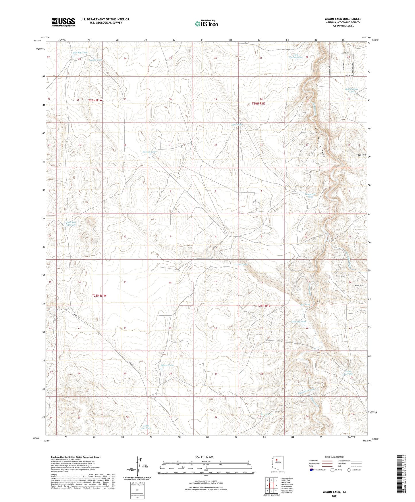 Mixon Tank Arizona US Topo Map Image
